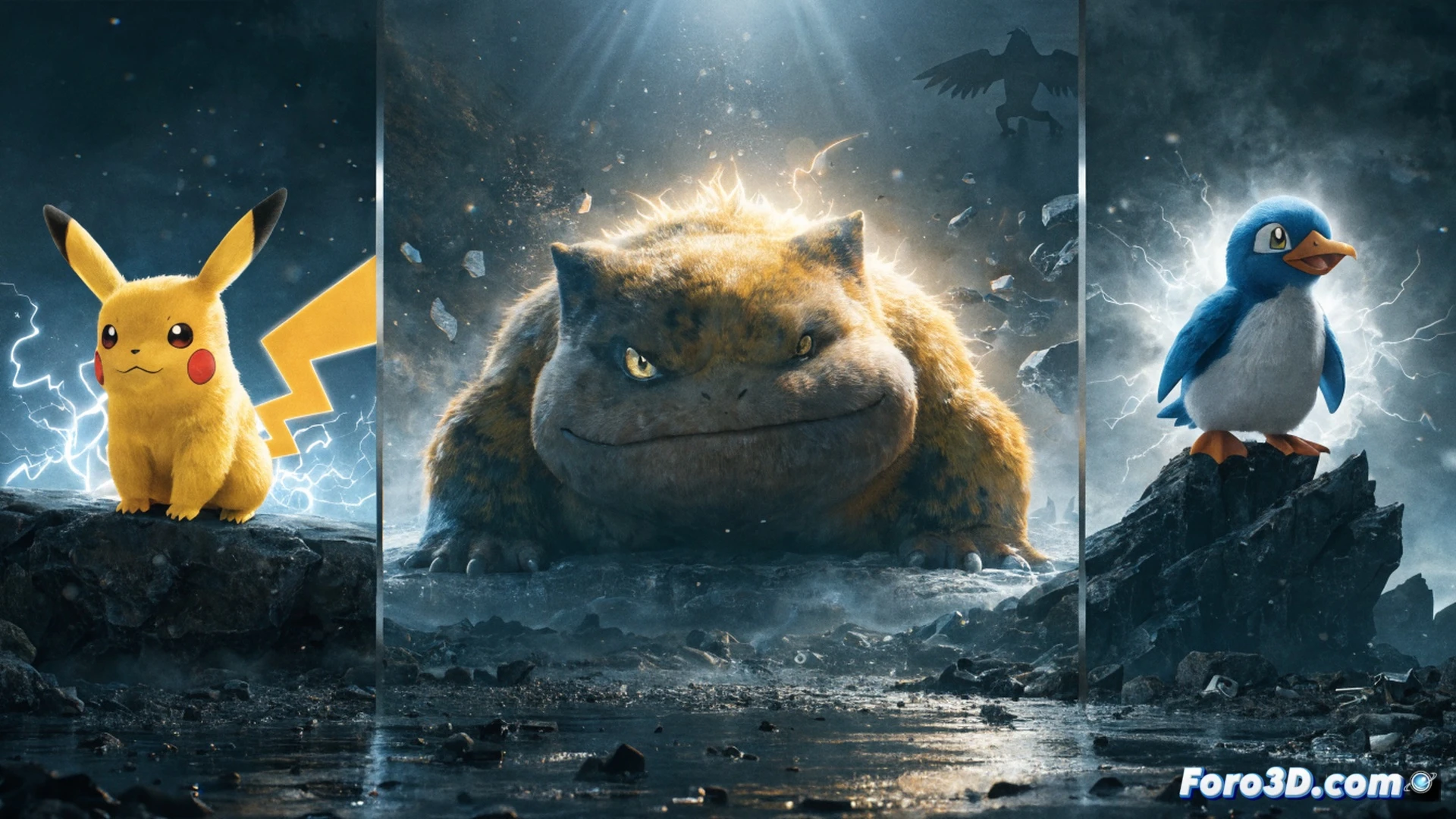 photorealistic technical illustration of a digital card collection interface on a smartphone screen, glowing holographic Pikachu card being pulled from a virtual pack, floating Piplup and Snorlax cards with sparkling particle effects, hourglass and emblem icons hovering in the background, during a simulated pack-opening animation, soft blue and gold lighting, sleek modern UI elements, realistic glass reflections on the device, detailed card textures, cinematic gameplay visualization