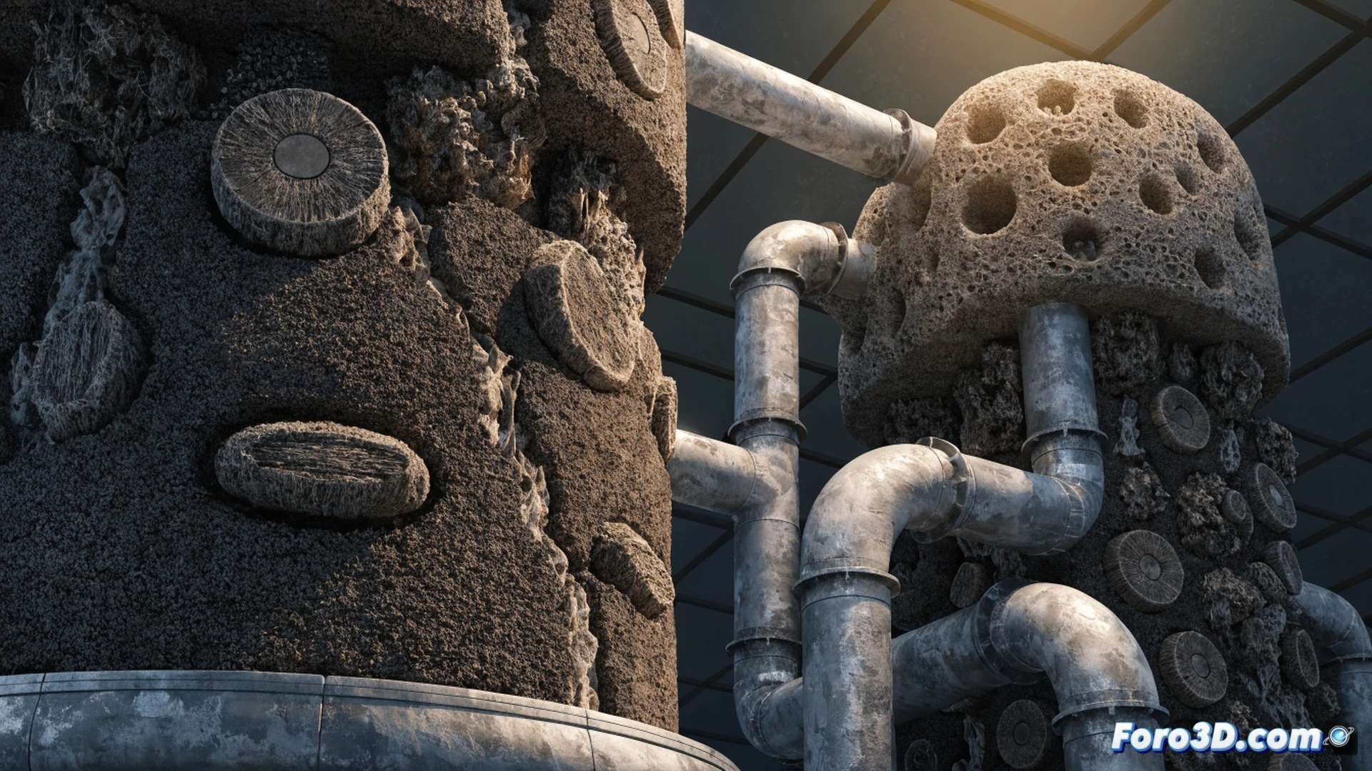 Cinematic photorealistic scene of a greenhouse collapsing inward while bags of peat substrate split open, soil spilling onto a conveyor belt with a broken Projar logo on a torn sack, an EY consultant in suit holding a tablet showing a red warning graph, gardener in background dropping a trowel in shock, cracked terracotta pots falling from shelves, dramatic dust particles suspended in shaft light, technical industrial lighting, ultra-detailed texture of organic matter, high contrast shadows, motion freeze of debris mid-air, engineering visualization style