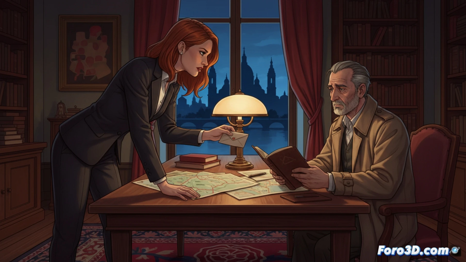 cinematic wide shot of a shadowy meeting in a Zaragoza hotel lobby, a woman in a business suit passing a USB drive to a former police inspector, a laptop screen visible on the table displaying encrypted surveillance software and judicial profile files, hidden camera lens glinting from a potted plant, dark leather briefcase open revealing a signal jammer and voice recorder, moody low-key lighting with venetian blind shadows, photorealistic technical illustration, gritty espionage thriller aesthetic, ultra-detailed textures on electronic devices