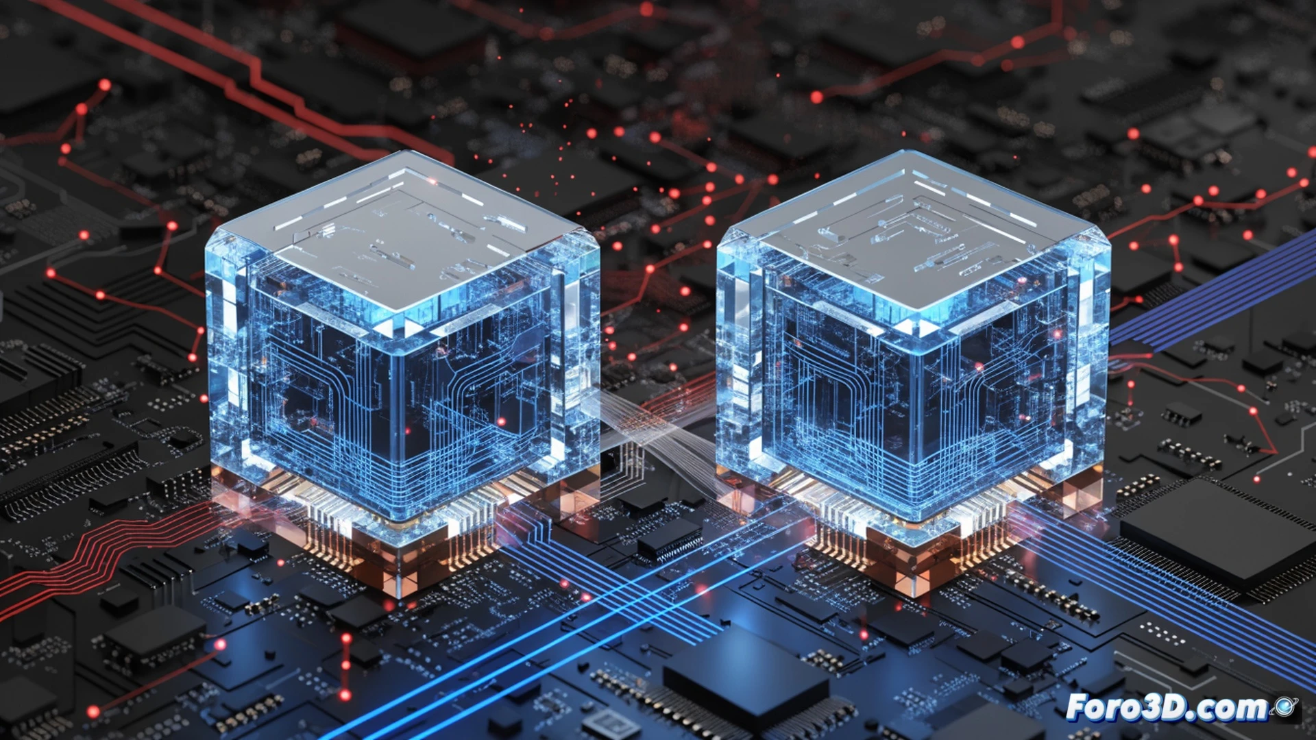 RISC-V processor die being assembled by glowing robotic arms, dual-core architecture highlighted with translucent blue circuit paths, minimalist OS kernel booting sequence shown as floating code fragments transitioning into secure lock icons, QNX-inspired microkernel design visualized as layered hexagonal modules stacking above the silicon, seL4 integration depicted by interlocking shield shapes, engineering visualization style, dark lab environment with holographic schematics, golden hour lighting on metallic surfaces, precise technical illustration, macro lens focus on chip interconnects, glowing data streams between cores