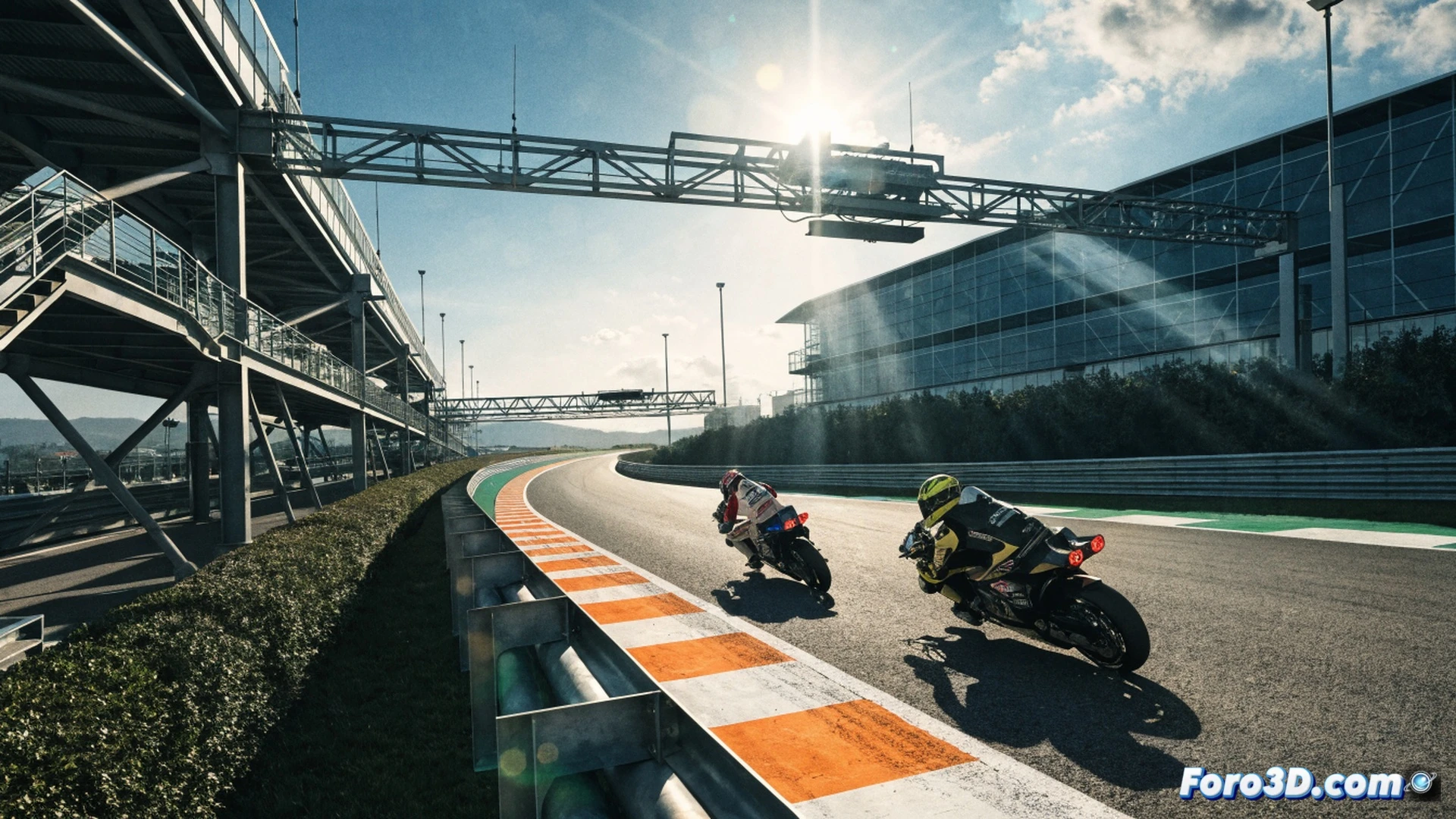two MotoGP motorcycles side by side at high speed exiting a wet Assen curve, Raúl Fernández leading Ai Ogura, rear tires spinning with visible smoke, track spray kicking up, mechanical throttle cables and brake calipers visible in close-up, no launch control devices shown on the handlebars, rider helmets tilted in aggressive lean, cinematic race photography style, dramatic overcast Dutch sky, wet asphalt reflections, photorealistic motorsport engineering visualization