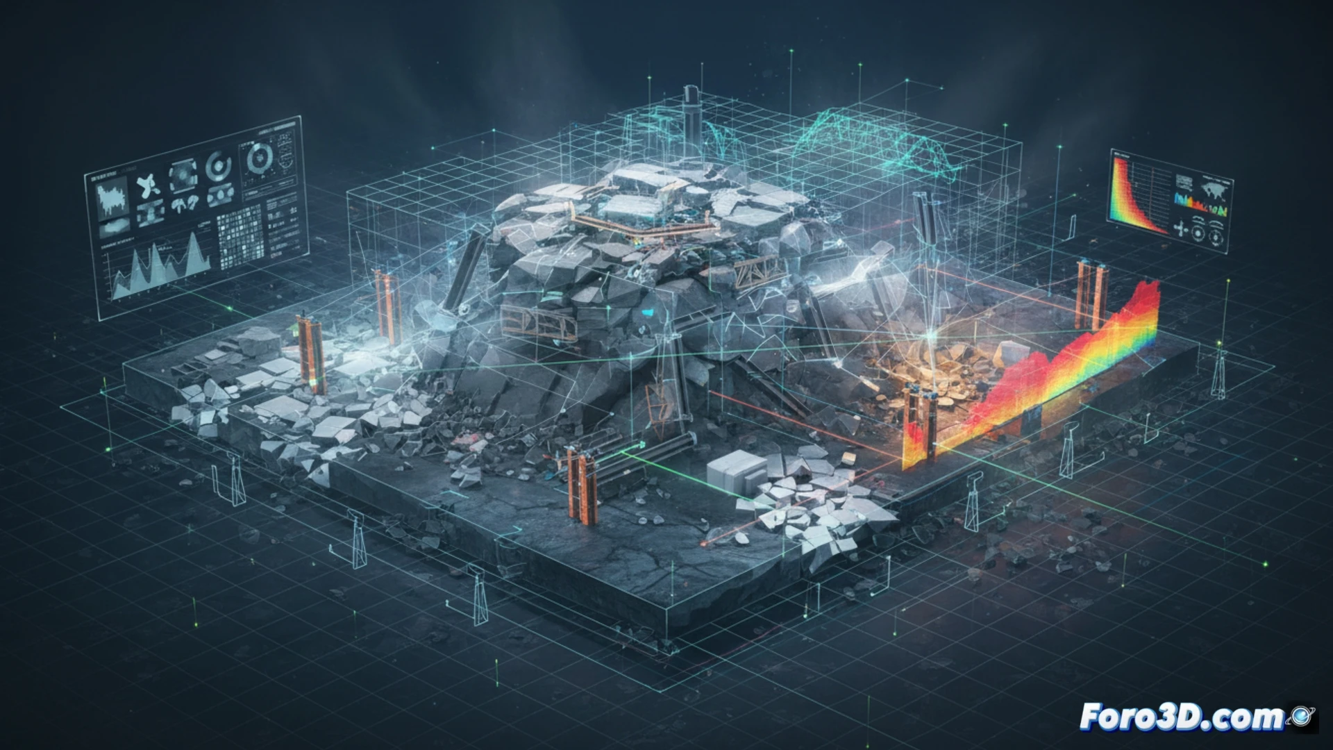 Reconstrucción 3D de derrumbe minero con análisis forense digital y gemelos virtuales