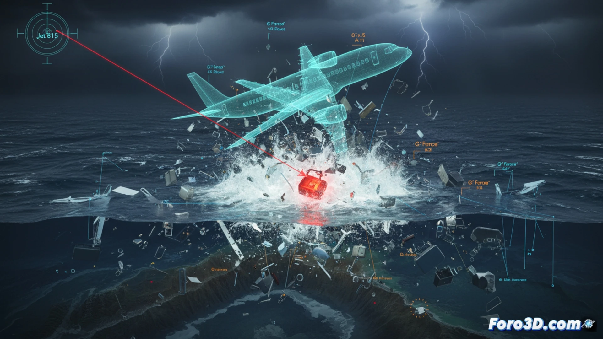 Reconstrucción 3D del accidente aéreo del Jet 815 con análisis forense y simulación de trayectoria