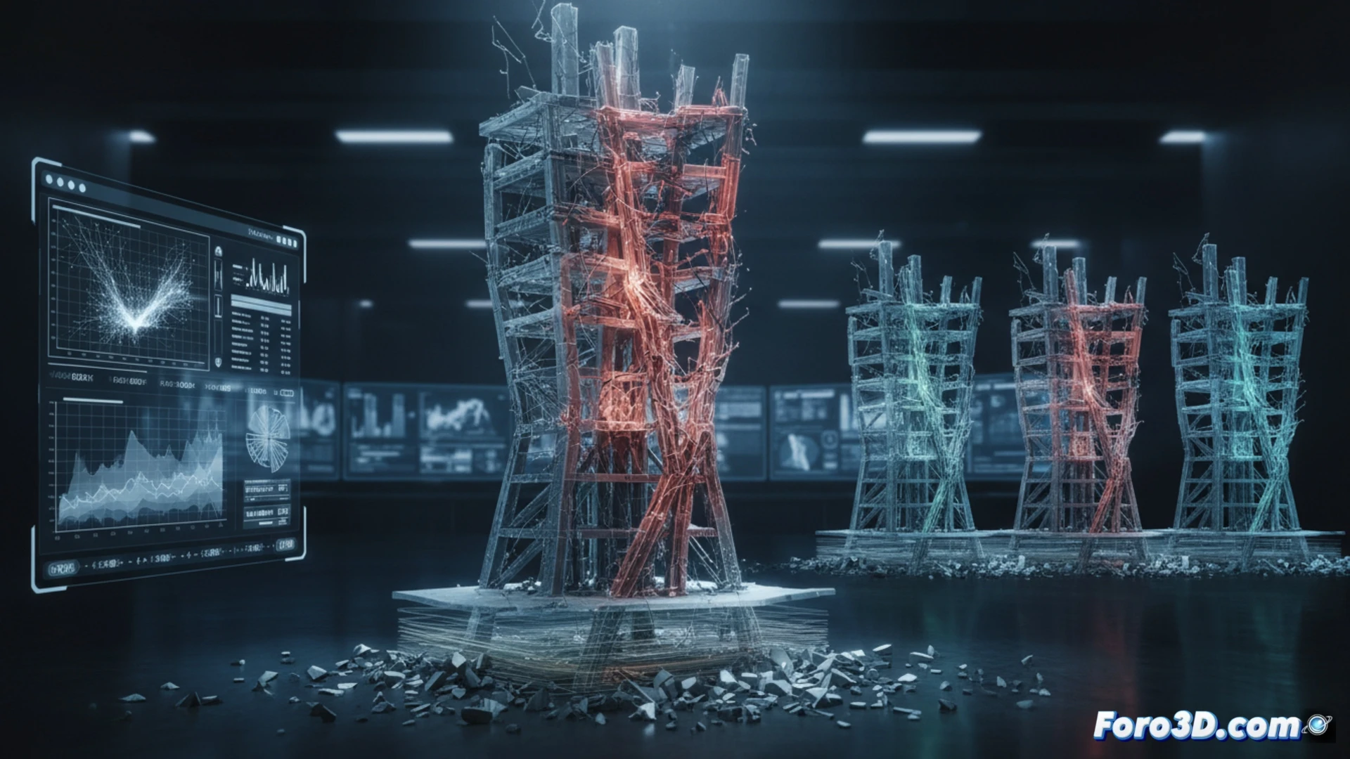 Reconstruccion 3D forense de torre con inestabilidad estructural y analisis de tensiones en elementos portantes