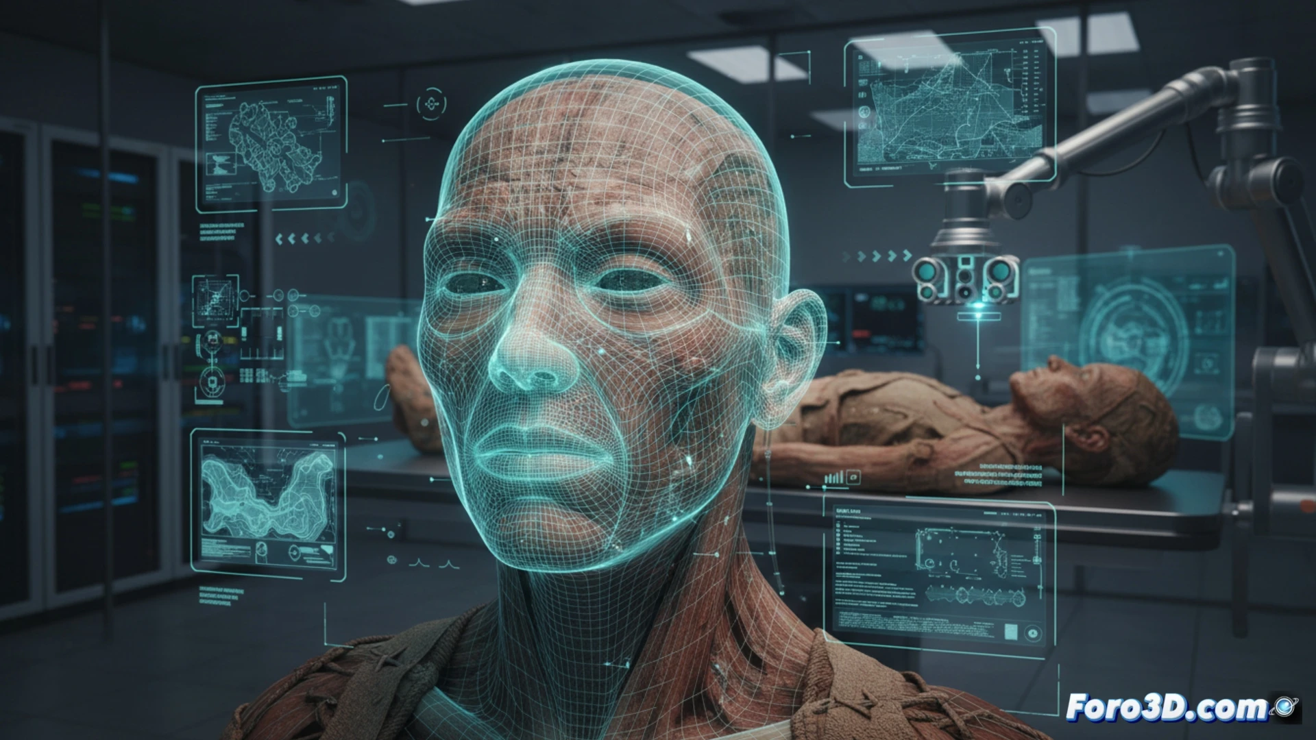 Reconstrucción facial 3D de momia del pantano usando tecnología forense y escaneo tridimensional