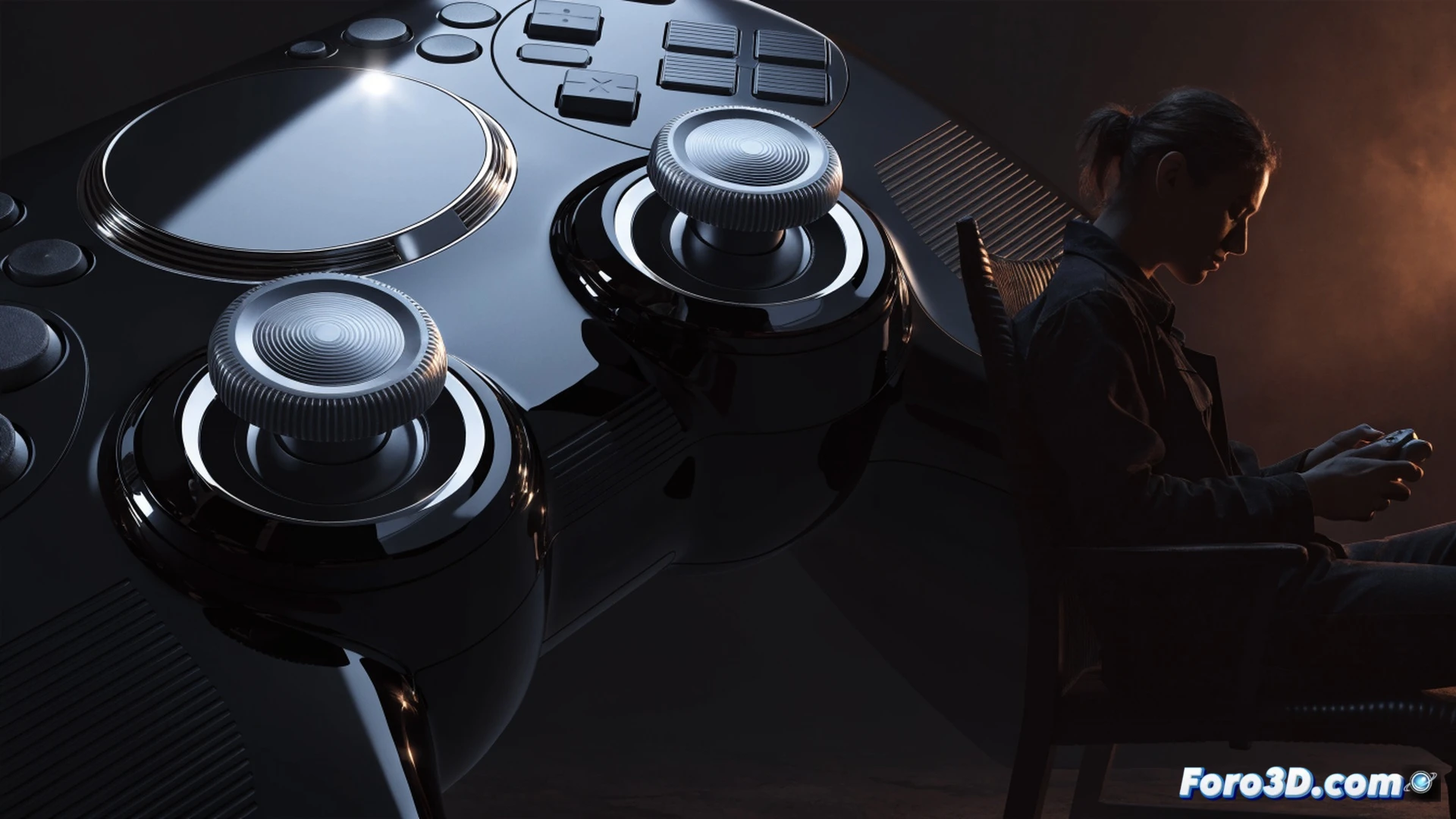 Steam Controller production line paused, robotic assembly arms idle above a half-finished controller on conveyor belt, glowing green soldering iron cooling mid-air, screens showing order queue extending to 2027, warehouse shelves stacked with empty shipping boxes, frustrated gamer hands hovering over keyboard with alternative controller nearby, cinematic engineering visualization, cold blue industrial lighting, metallic components reflecting faint light, dust motes in still air, photorealistic technical render