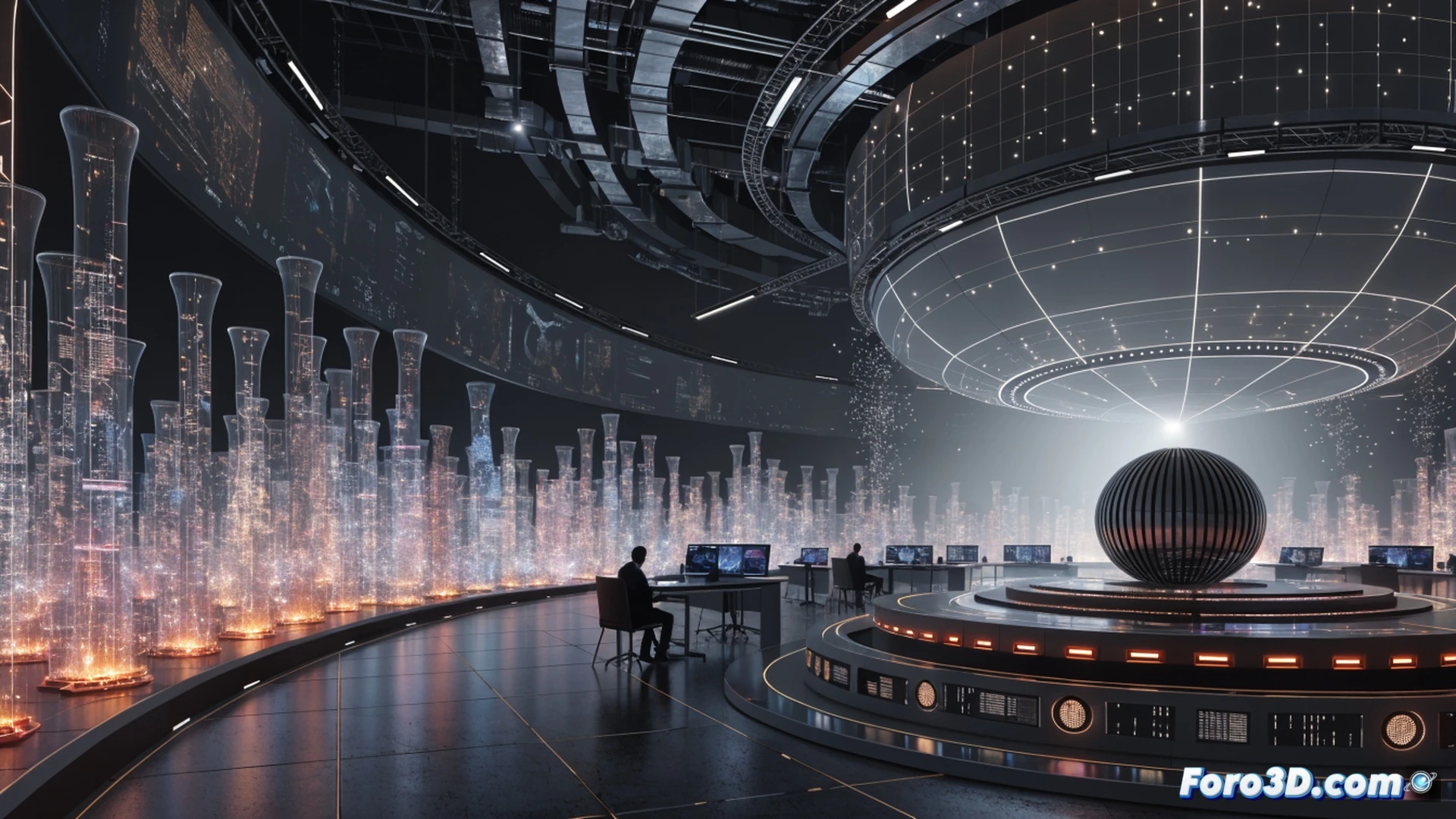 Three suited ministers standing around a holographic 3D economic simulation table, one pointing at floating trade flow graphs while another adjusts a slider labelled GDP impact, real-time data streaming from a transparent tablet, digital money icons falling into citizens pockets shown as green rising bars, empty handshake silhouettes fading in background, cinematic photorealistic technical visualization, cold blue LED lighting from hologram projector, polished conference room with glass walls, ultra-detailed fabric textures on suits, glowing data nodes connecting countries, motion blur on scrolling economic indicators, dramatic contrast between static suits and dynamic holographic data, engineering-style render with sharp focus on simulation interface