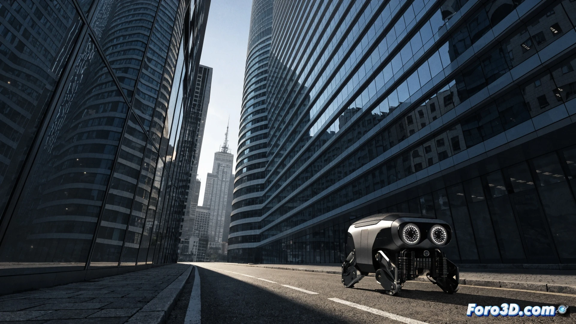 Refraction AI REV-1 autonomous delivery robot navigating a bike lane during rush hour, three-wheeled vehicle with sensor array on roof, laser scanning the path while avoiding a cyclist, compact cargo compartment open showing packages, urban street background with cars stopped in traffic, cinematic engineering visualization, glowing LIDAR beams intersecting the scene, motion blur on wheels, realistic urban lighting, photorealistic technical render, detailed mechanical components visible