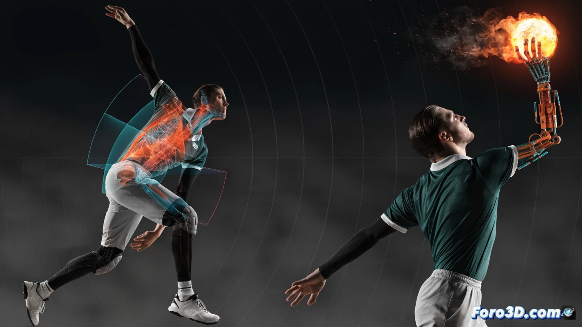 Riley Meredith biomechanics cricket fast bowling action, high-speed sequence showing hip-shoulder separation angle at maximum 45 degrees, front leg brace creating rigid kinetic chain, trunk rotation generating torque during delivery stride, arm whip motion at ball release point near 150 km/h, 3D motion capture markers on joints and limbs, skeletal overlay with force vectors and angular measurements, blue and orange biomechanical data lines tracing movement pathways, dark studio background with dramatic spotlight on bowler, cinematic engineering visualization, photorealistic technical render