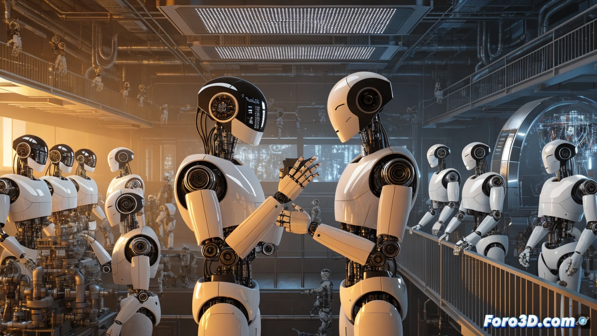 brazo robótico articulado sosteniendo un paño de microfibra mientras limpia una encimera de cocina desordenada, platos sucios y una taza de café volcada, otro robot en el fondo apilando cajas en un estante industrial, paneles de control digitales semitransparentes flotando mostrando líneas de código de lenguaje natural y nodos de red neuronal conectados, sensores láser infrarrojos activos en las articulaciones del brazo, servoactuadores expuestos con cables trenzados, suelo de baldosas con reflejos metálicos, iluminación de estudio suave con sombras nítidas, estilo fotorealista de ilustración técnica de ingeniería, ángulo bajo gran angular, profundidad de campo reducida, texturas de goma y metal pulido, simulación de aprendizaje automático en tiempo real