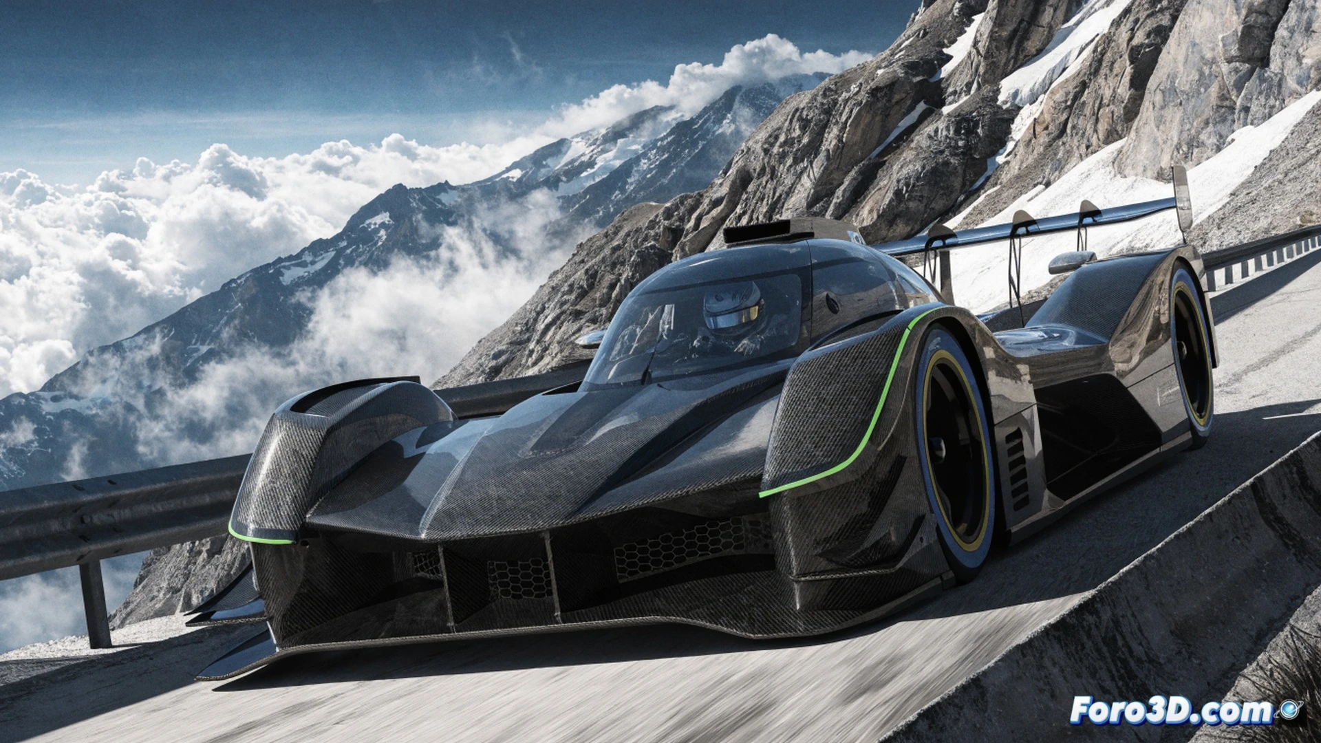 Ford electric race car drifting around a tight mountain curve at Pikes Peak, dust and gravel kicked up by rear wheels while sparks fly from regenerative braking system, exposed high-voltage battery pack glowing with blue energy lines, aerodynamic front splitter cutting through thin air, tire rubber melting onto asphalt under extreme cornering force, cinematic engineering visualization with dramatic Colorado mountain backdrop, golden sunset light casting long shadows, motion blur on wheels and landscape, photorealistic technical render showing suspension components under load, carbon fiber body panels with visible weave texture