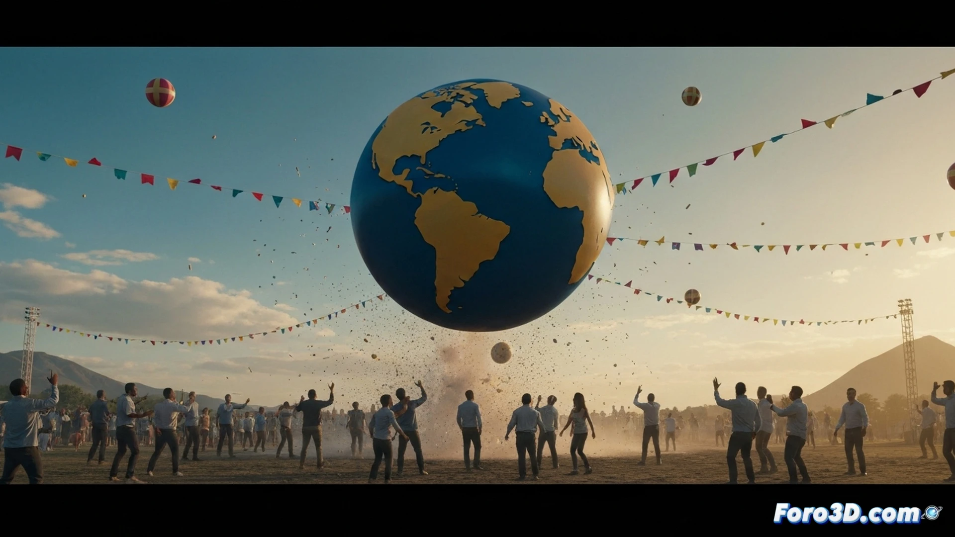 cinematic scene of a single red balloon bursting mid-air at a childrens party, latex fragments scattering outward in a frozen high-speed moment, a childs hand reaching for it mid-cry, background showing party decorations and a cake with candles, sudden silence and stillness contrasting with the chaos of the explosion, photorealistic technical illustration, dramatic side lighting, sharp focus on the rupture point and flying debris, shallow depth of field, realistic texture of torn rubber and confetti particles, engineering visualization of material failure under stress