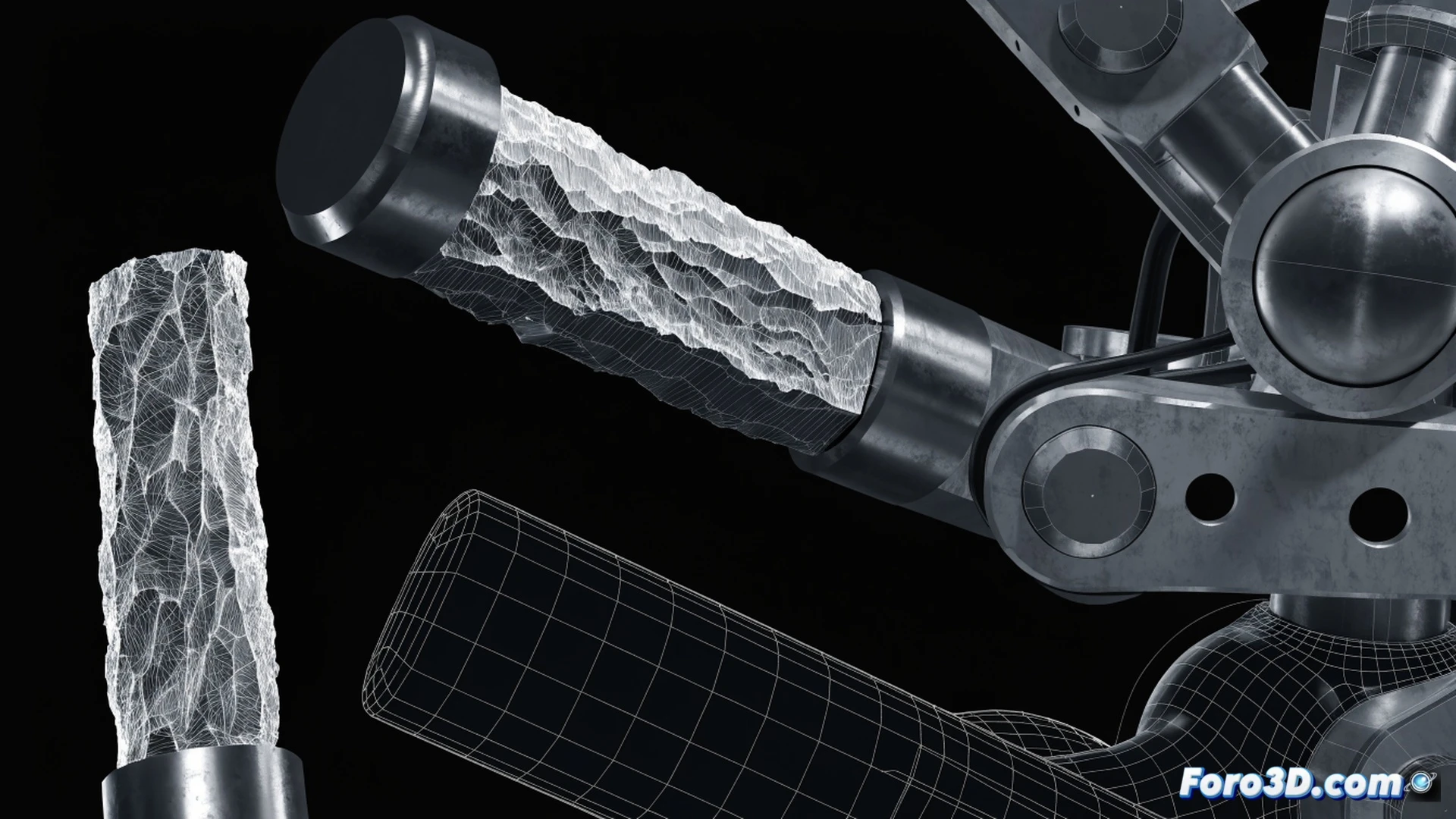 plataforma Stewart con perno fracturado en articulación, ingeniero sosteniendo fragmento roto frente a cámara Leica Cyclone escaneando la pieza, monitor mostrando modelo 3D del perno con grieta resaltada, simulación Simpack en pantalla secundaria mostrando fuerzas dinámicas y torsión durante fallo, fondo de taller mecánico con herramientas de precisión, iluminación dramática de alta tecnología, estilo photorealistic engineering visualization, detalles metálicos con superficie de rotura rugosa visible
