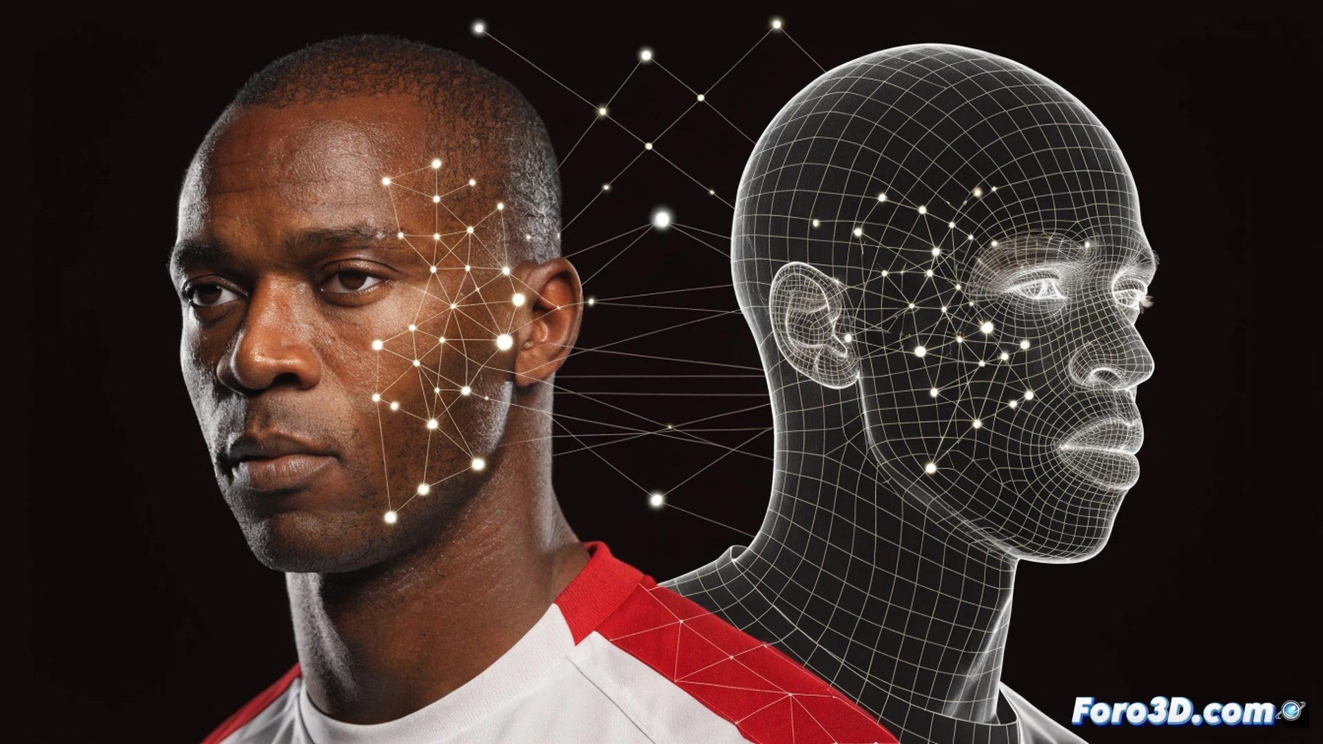 Clarence Seedorf midfield perception visualization, player scanning field while receiving pass, brain processing 3D spatial map with glowing neural pathways, opponents forming dynamic pressure zones, passing lanes highlighted as luminous threads through defensive lines, stadium crowd blurred background, cinematic sports science illustration, transparent holographic field overlay showing movement trajectories, realistic skin texture and jersey fabric, dramatic stadium floodlighting, technical biomechanical analysis style, photorealistic render with motion freeze-frame action
