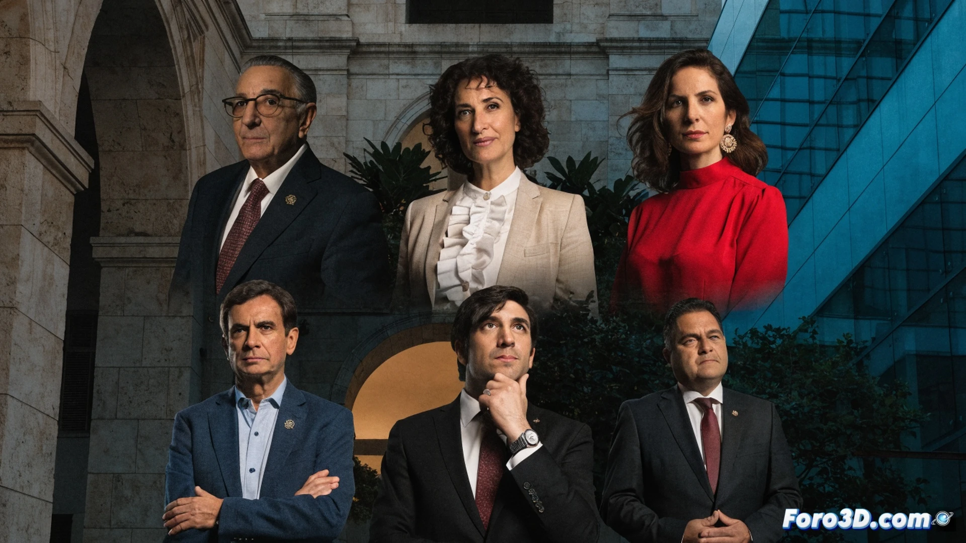 Seis figuras ejecutivas intercambiando documentos oficiales sobre una mesa de madera, cada una sosteniendo un maletín corporativo y un pin metálico de Rotary, durante una ceremonia de transición de liderazgo, mapas de proyectos sociales y becas visibles en tablets sobre la mesa, fondo con banderas de Sevilla y emblemas rotarios dorados, estilo cinematográfico fotorrealista, iluminación cálida de sala de juntas, texturas de papel y tela detalladas, enfoque nítido en las manos y documentos.