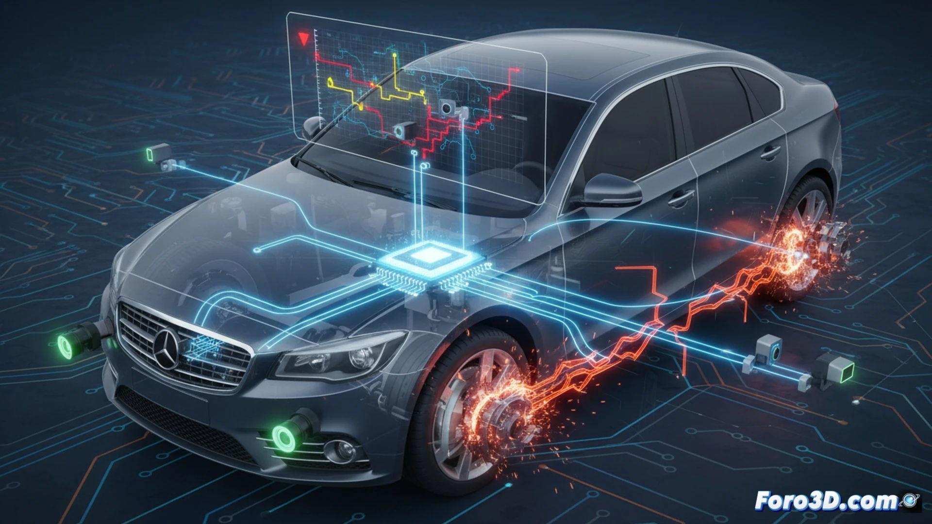 Simulación 3D de fallos en sistemas ADAS y ECU de vehículos inteligentes con gemelo digital