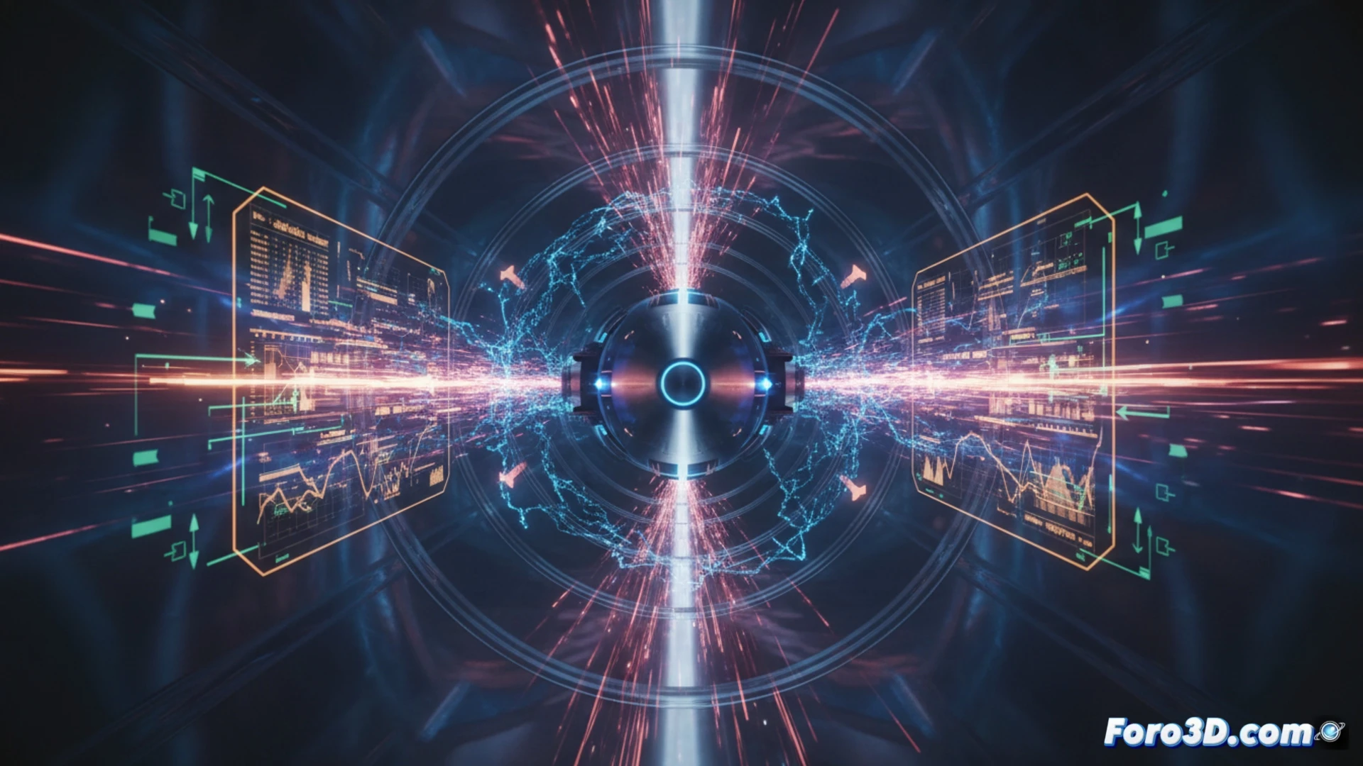 Simulación 3D de cápsula Hyperloop en tubo, mostrando fuerzas de desviación y control de estabilidad lateral