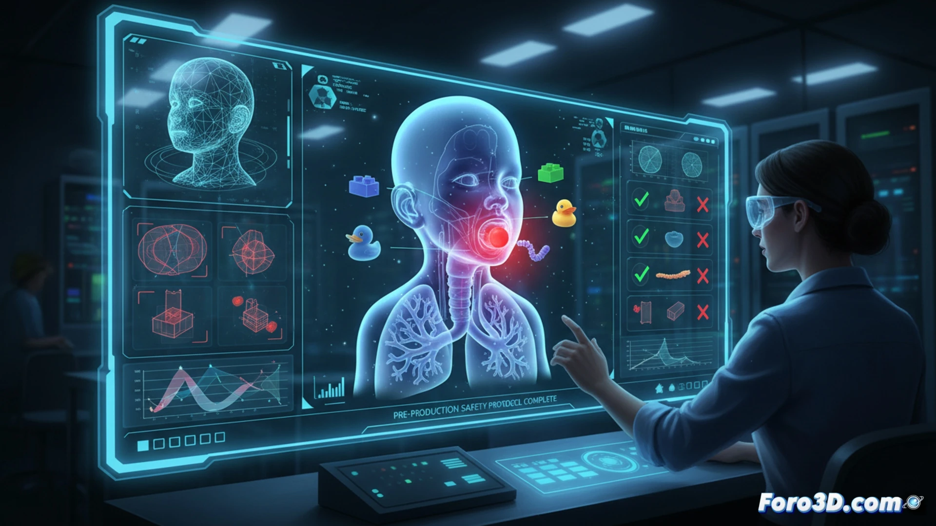 Simulacion 3D de via respiratoria infantil para detectar riesgo de sofocacion por piezas de juguetes