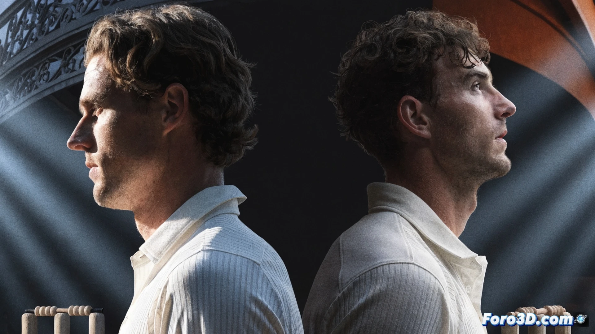 Ben Stokes and Gus Atkinson stepping onto Trent Bridge cricket pitch during overcast Nottingham afternoon, both wearing England whites and protective gear, Stokes gripping a cricket bat while Atkinson holds a red leather ball, stadium stands partially visible behind them, grass texture detailed with dew drops, photorealistic sports photography style, dramatic low-angle shot emphasizing their return, soft diffused light from cloudy sky, subtle motion blur suggesting pre-match warm-up action, ultra-sharp focus on players faces and equipment, cinematic depth of field