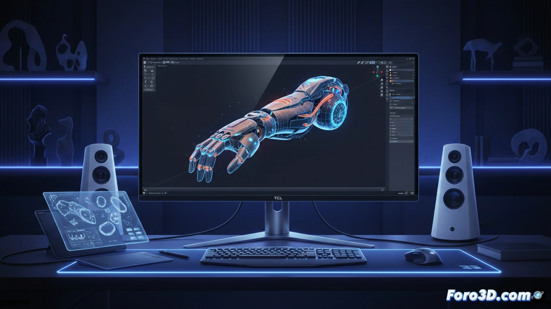 TCL 32X3A OLED+ monitor gaming con panel 4K y diseño minimalista para modelado 3D