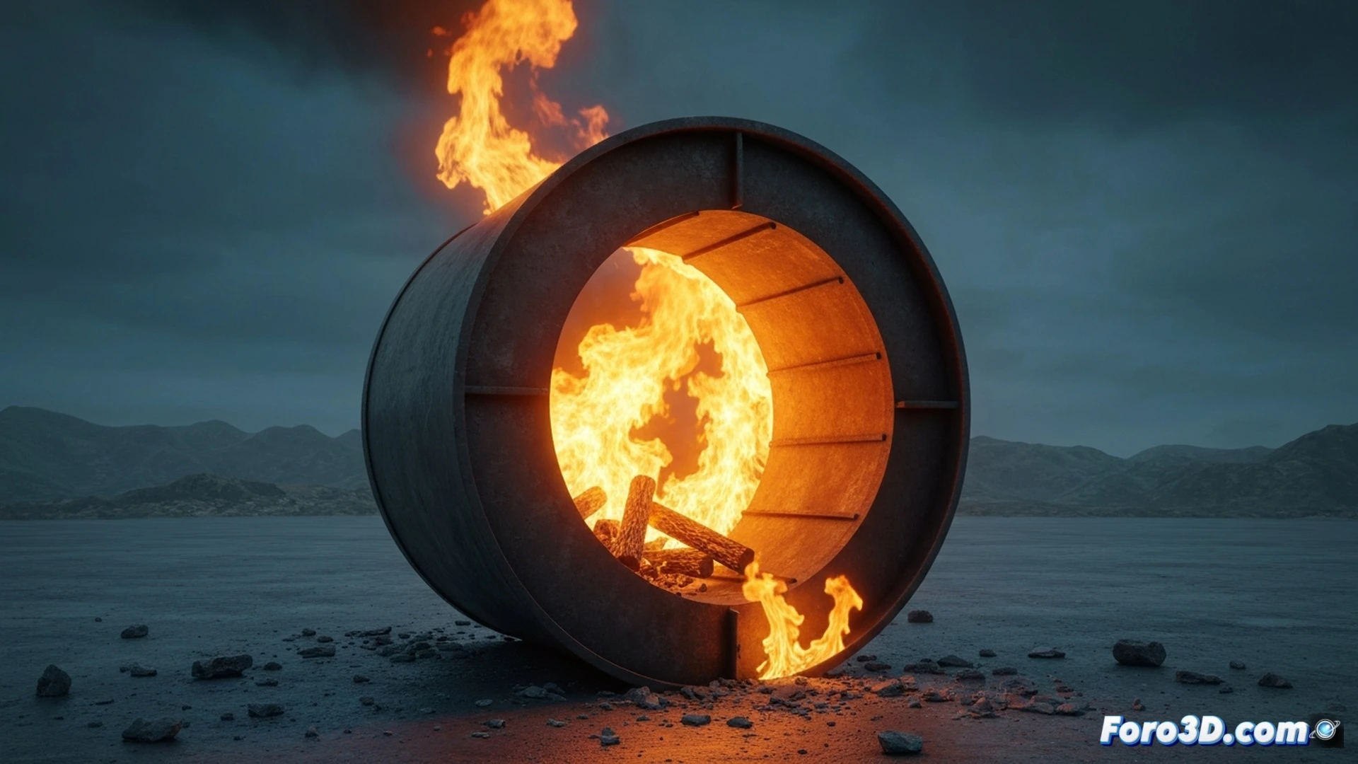 industrial furnace outer shell with visible thermal deformation and burn marks, laser scanner tripod positioned nearby emitting red scanning beams across the curved metal surface, thermal camera on a tripod capturing heat distribution overlay, glowing orange hot spots on the steel casing showing refractory brick thinning, real-time temperature data streaming on a laptop screen with FLIR Research Studio interface, FARO Scene point cloud model rotating in the background on a monitor, Autodesk Fusion and SOLIDWORKS Flow Simulation windows showing airflow and structural analysis, dramatic industrial lighting with sparks and smoke traces, cinematic engineering visualization, photorealistic technical render, ultra-detailed mechanical damage textures