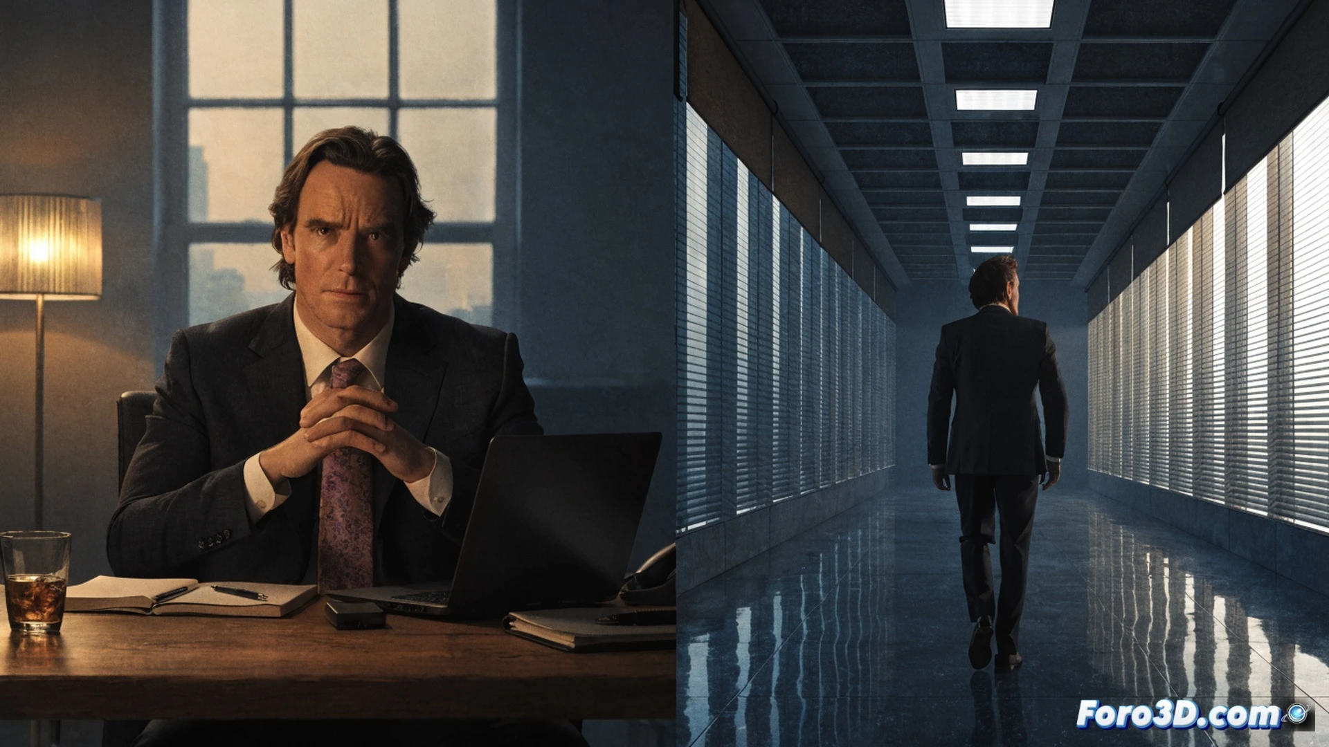 espionage operative adjusting hidden surveillance earpiece while examining classified documents on a holographic display, encrypted data streams visualized as glowing blue lines between multiple screens, dark intelligence office with stacked monitors showing global maps, subtle tension in hand movements during data analysis, cinematic photorealistic rendering, soft ambient lighting from screens casting shadows across the desk, metallic briefcase with electronic lock in foreground, high-end spy thriller aesthetic, ultra-detailed facial features and leather jacket texture