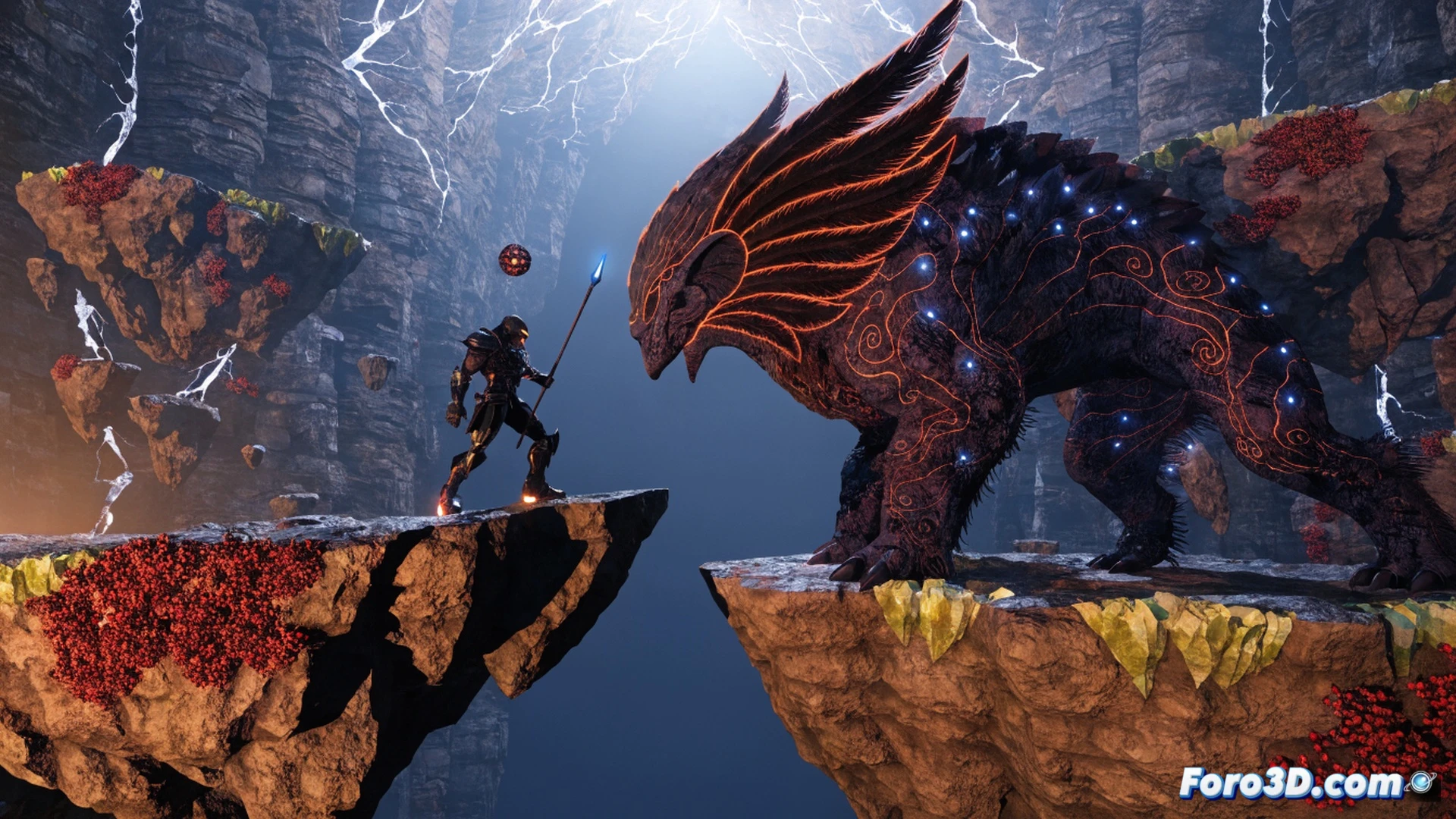 medieval warrior in ornate armor swinging a glowing relic weapon at a shadowy crystalline monster, shattered relic pieces floating mid-air around a ruined stone temple, five distinct weapons displayed on a pedestal, character with no level indicators or UI bars, exploring a lush overgrown landscape with ancient ruins, cinematic fantasy action scene, dynamic combat pose, debris and magical sparks flying, dramatic sunset lighting, photorealistic game art style, ultra-detailed armor textures, deep shadows and golden highlights