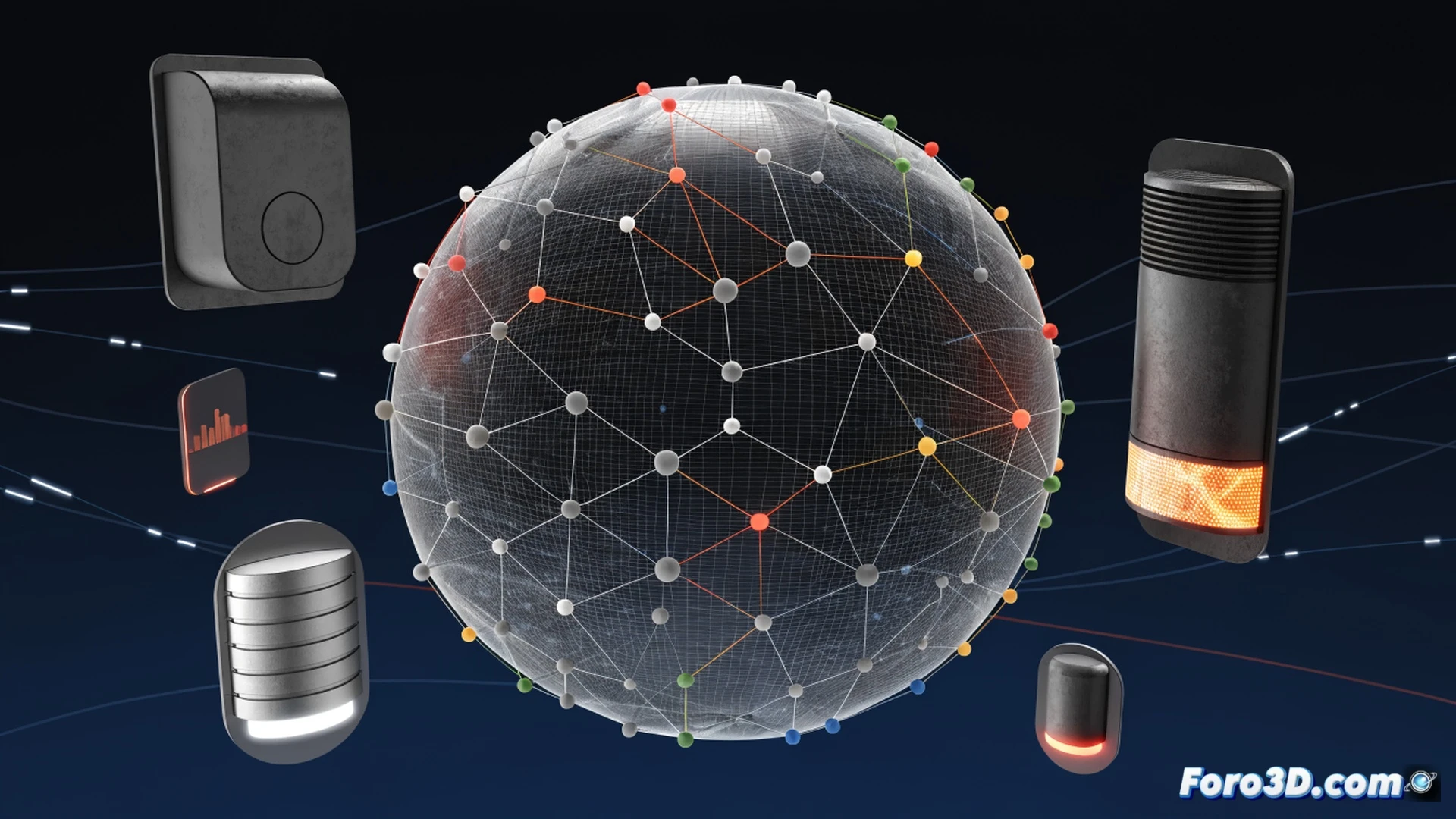 smart home diagnostic interface showing a glowing network topology map on a tablet, cerradura inteligente and sensor icons pulsing red and green to indicate connection status, signal waves radiating from devices during a network scan, hand pointing at a disconnected node while a notification alert appears, technical illustration style, clean blue and white color palette, sleek modern interior background, subtle grid lines representing digital infrastructure, photorealistic render with crisp details, soft ambient lighting enhancing the screen visibility