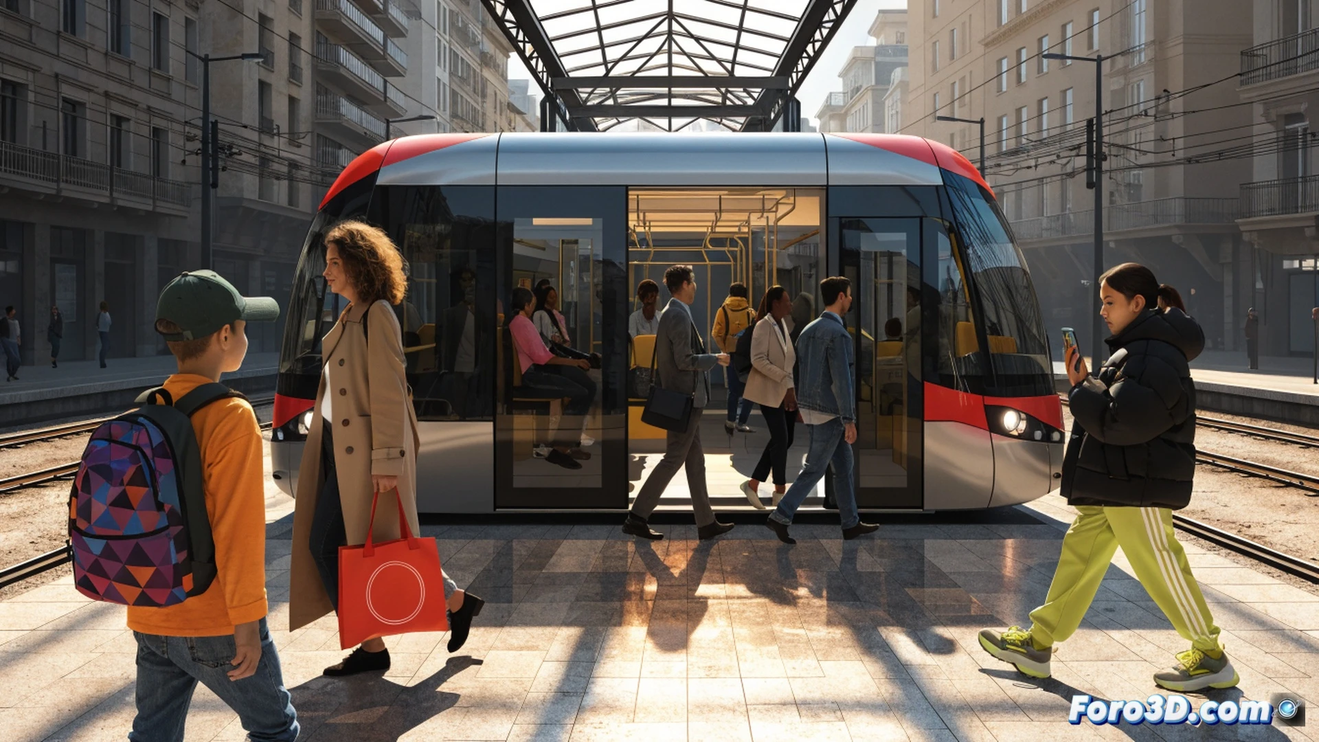 Família multigeneracional abordant un metro modern, nen petit passant targeta sense contacte per un validador que mostra llum verda, jove amb mòbil escanejant codi QR al torniquet, adult gran subjectant abono amb descompte visible, fons amb mapa de línies de metro i autobús de València, alacant i castelló, llum càlida d’estació subterrània, estil fotorealista cinematogràfic, detall tècnic del validador i pantalles digitals, plànol ample mostrant acció simultània de pagament i validació, atmosfera positiva i accessible.