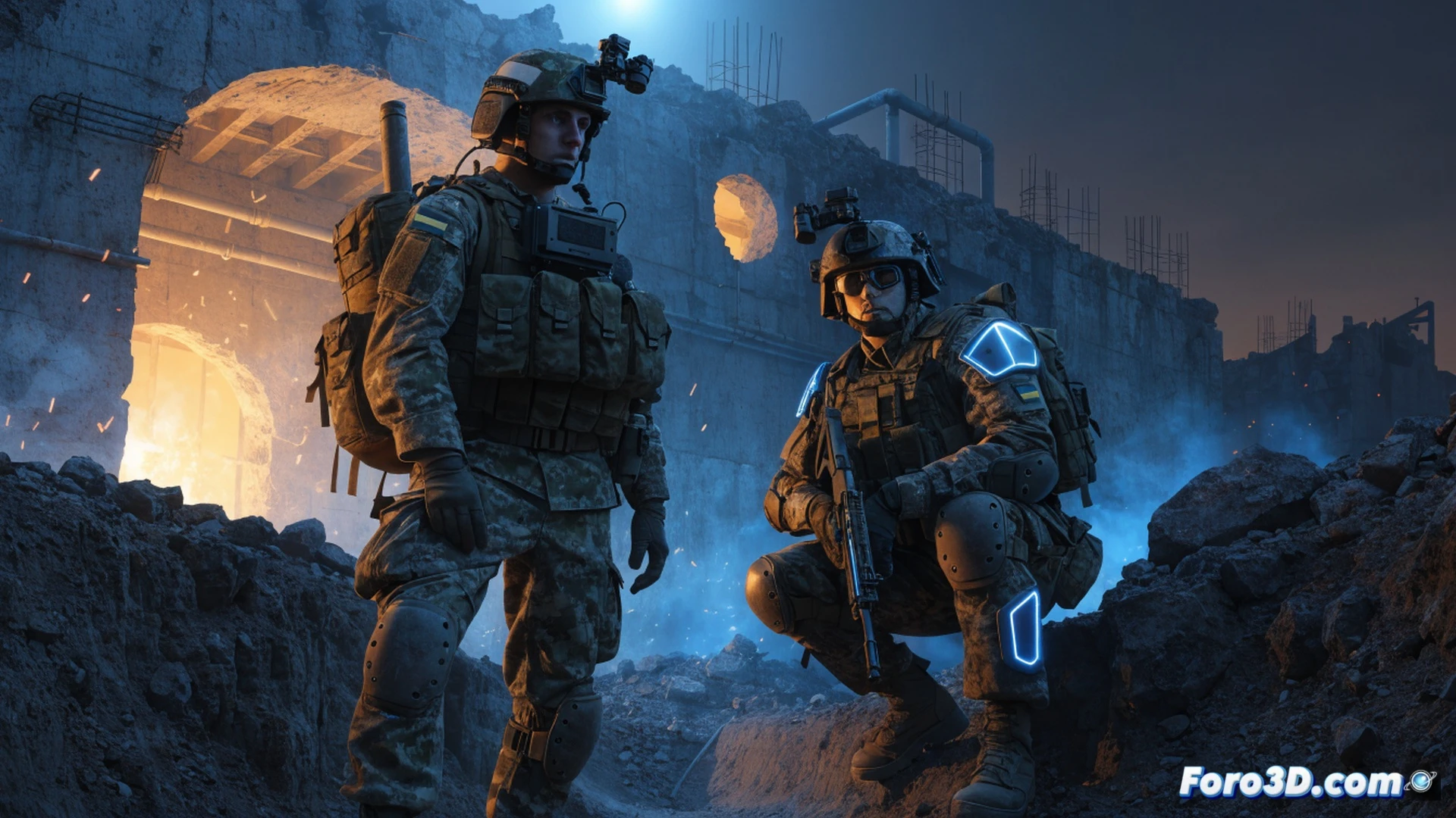 Ukrainian soldier in military uniform reviewing a digital tablet with salary contract terms on screen, another soldier signing documents with a stylus, barracks interior with stacked rifles and tactical gear, military payroll software interface visible on a monitor, stacks of hryvnia banknotes on a desk, soldier shaking hands with an officer, photorealistic technical illustration, warm ambient lighting from desk lamps, detailed fabric textures, realistic skin tones, subtle depth of field, cinematic composition, ultra-detailed military equipment and documents