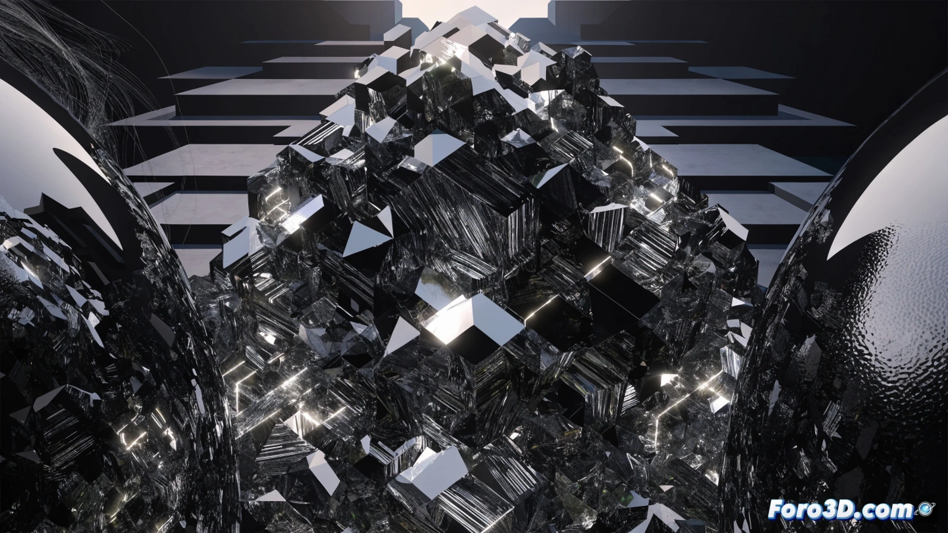 Unity 6.5 engine interface fading out Built-In render icon while OIDN denoising node activates across a multi-GPU setup, NVIDIA and AMD cards glowing simultaneously, real-time ray traced scene transitioning from noisy pixels to clean sharp reflections, technical 3D software visualization, cinematic low-angle shot of a developer workstation, monitor showing before-and-after denoising process, cables and cooling fans visible, dramatic blue and orange lighting, ultra-detailed motherboard traces, photorealistic engineering illustration