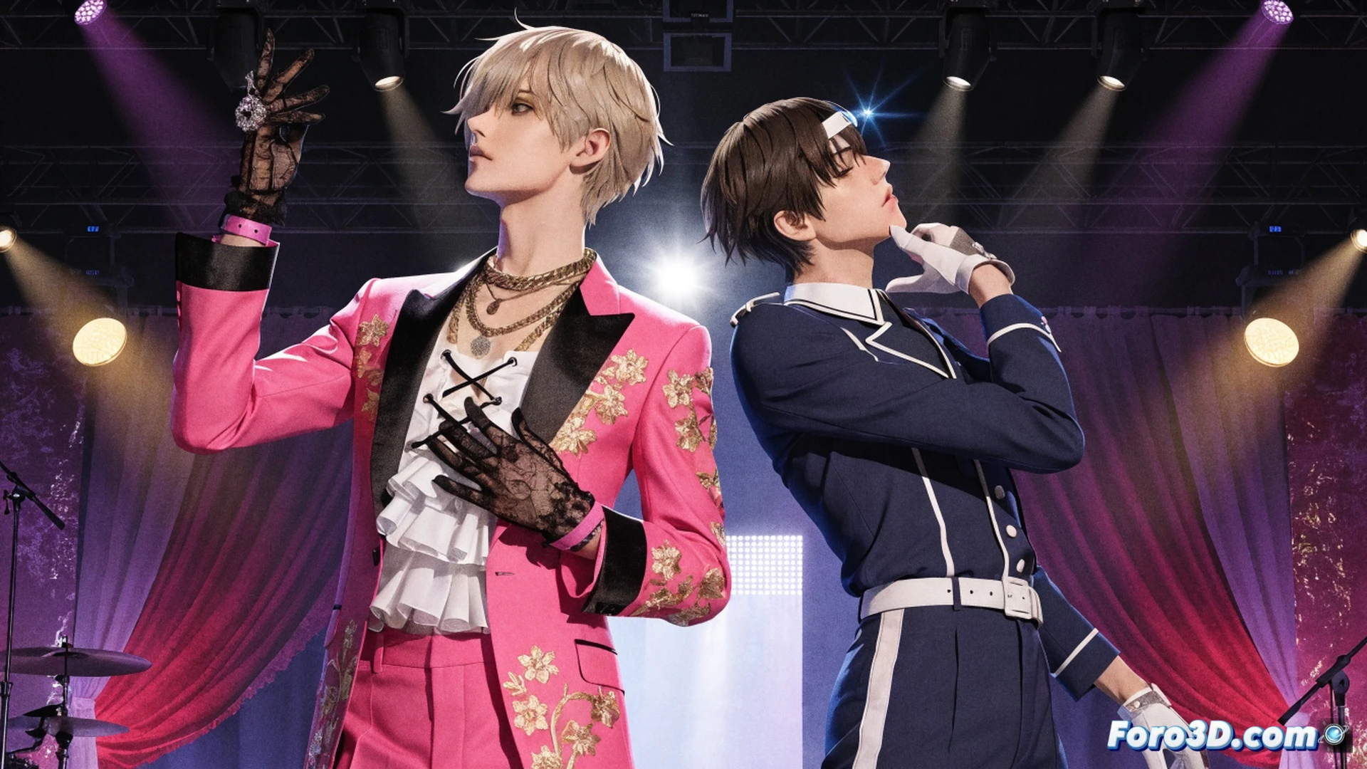 Nintendo Switch console displaying Uta no Prince-sama Shining Live rhythm gameplay, glowing note icons cascading down screen while player finger presses touch controls, two collectible game card packages floating beside console with matching price tags, closed mobile phone showing original app sunset date 2022, technical illustration style, clean white background with soft blue ambient light, precise product photography aesthetic, detailed console ports and Joy-Con texture, translucent price labels reflecting light, ultra-sharp focus on screen action and download pack details, dramatic shadow separation between base game and DLC packages