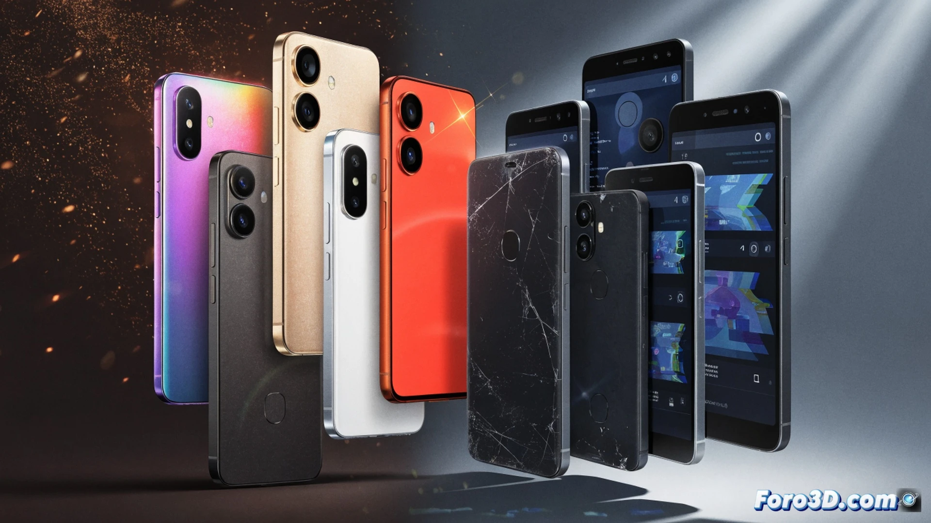 smartphone disassembly line, workers in blue gloves inserting new colored back panels onto older Vivo phone models, while a separate row of mid-range devices has their software update icons crossed out with red X marks, circuit boards and chips visible on a conveyor belt, technical illustration style, photorealistic engineering visualization, dramatic overhead lighting, metallic reflections on tools and components, action of assembly and rejection happening simultaneously, glossy plastic shells contrasting with matte chipsets, ultra-detailed mechanical process