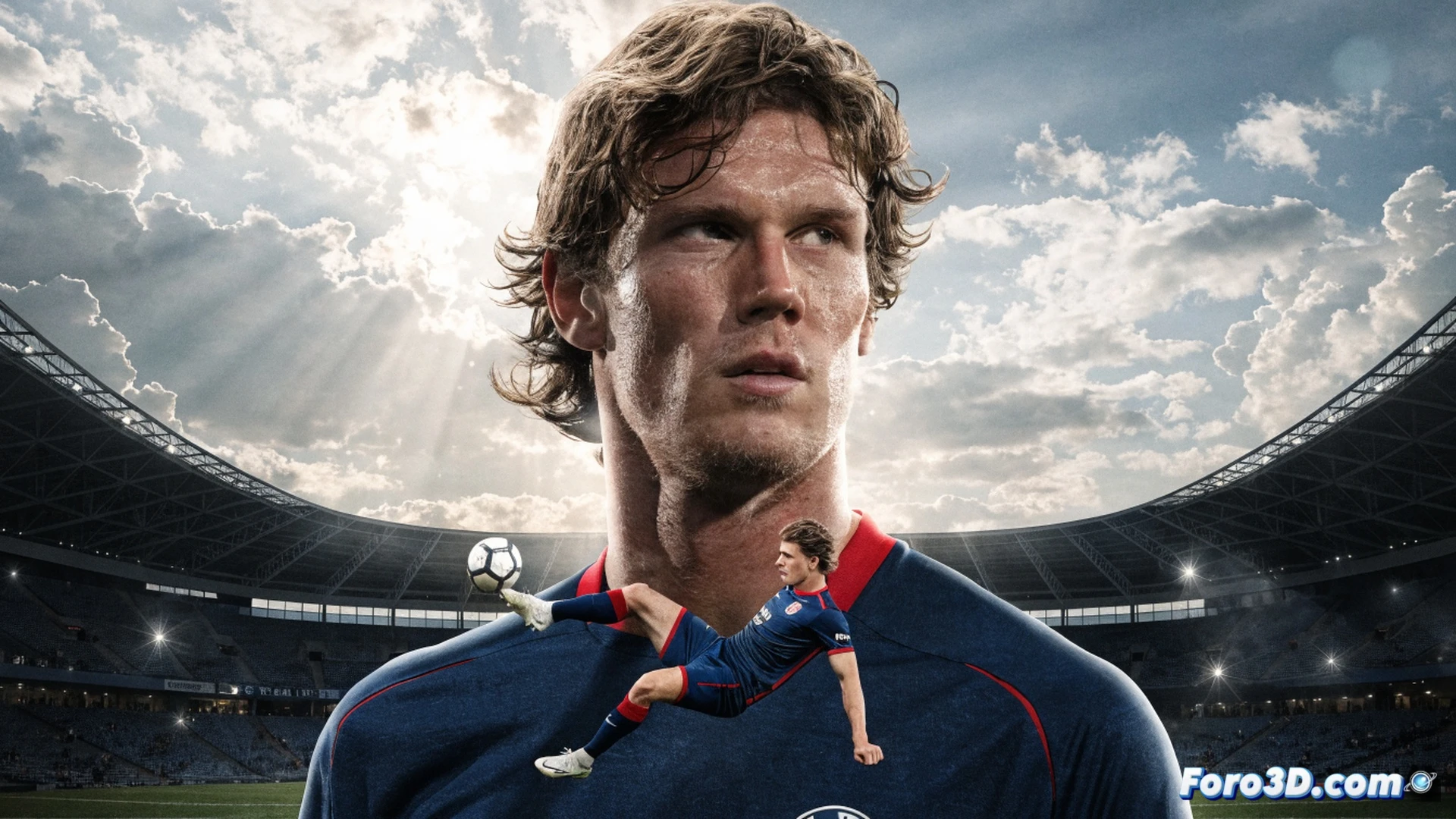 Wout Weghorst firmando contrato con el FC Twente, documento sobre escritorio junto a camiseta roja del club, estrella neerlandesa en fondo, delantero apretando manos con directivo, sala de juntas con luz natural, fotografía deportiva, acción de firma mostrando bolígrafo en movimiento, realismo fotográfico, composición centrada, textura de papel oficial, detalles de logotipos bordados, tonos corporativos rojo y blanco, iluminación profesional suave.