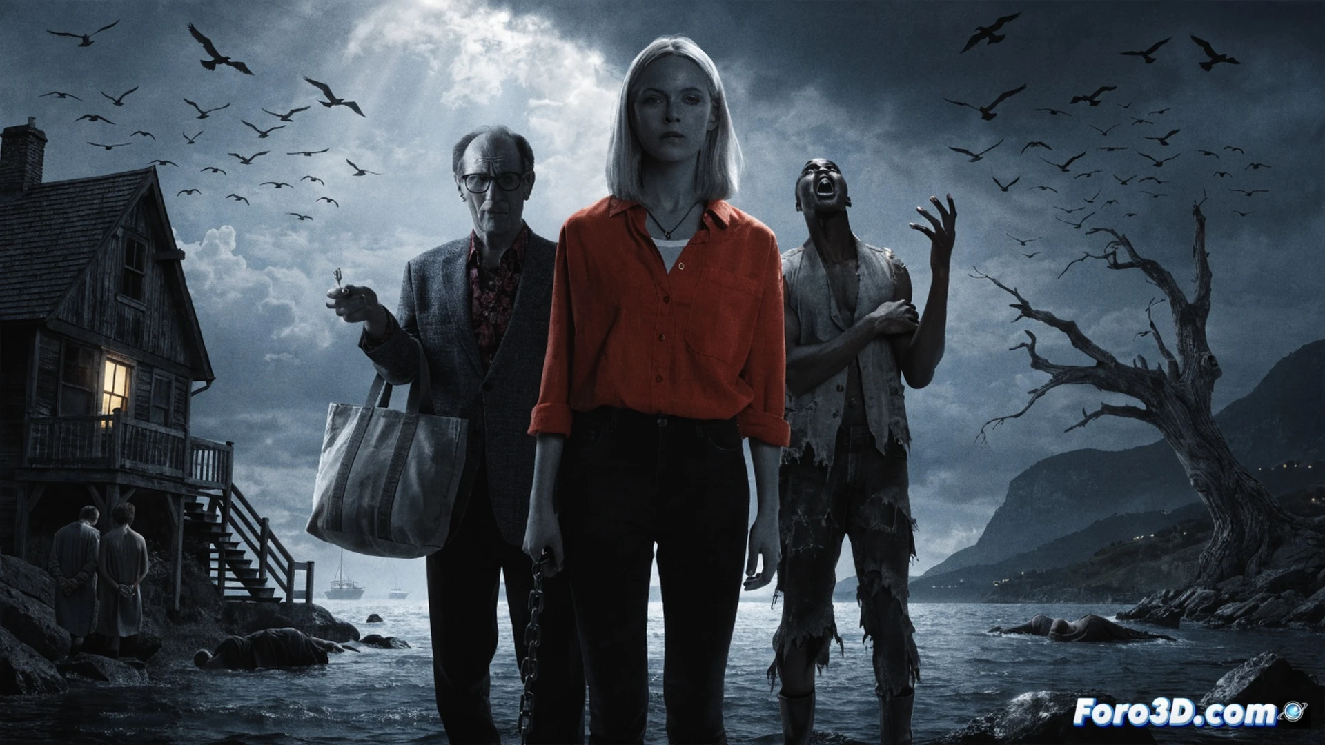 small coastal village at dusk, group of townspeople dragging a bound figure toward a stone altar in the town square, a glowing laptop open on a wooden table nearby showing a corrupted code interface, a smartwatch on a wrist displaying a countdown timer, smoke rising from a broken cauldron, dark humor tone with a terrified victim smirking, a priest holding a tablet with a technical schematic of the village layout, cinematic photorealistic style, dramatic chiaroscuro lighting from bonfires, ultra-detailed cobblestone textures, mist creeping along the ground, wooden gallows in background with frayed ropes, action scene during the sacrifice preparation, high-contrast shadows, 8K render quality