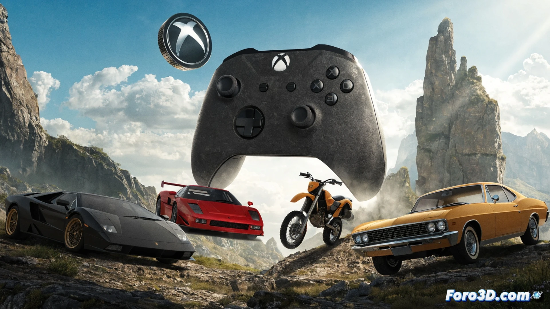 Forza Horizon 6 Premium Edition digital purchase screen showing transaction confirmation, four vehicle voucher icons floating above a glowing 5 dollar credit token, player avatar hand reaching to claim rewards, Xbox store interface with redeem button highlighted, photorealistic product visualization, neon blue and green promotional lighting, high-contrast metallic textures on car models, interface elements emitting soft particle effects, cinematic close-up of the redemption process, detailed UI holographic overlays, dynamic depth of field.