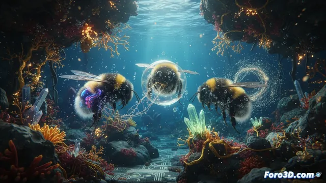 Abejorros bajo el agua: un desafío para la visualización 3D