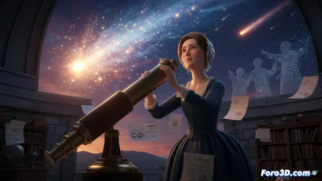 Caroline Herschel: Una animación 3D sobre la cazadora de cometas