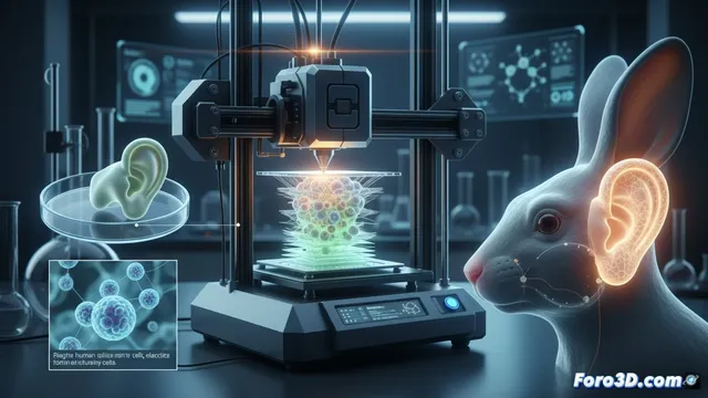 Cartílago de oreja impreso en 3D supera pruebas en animales