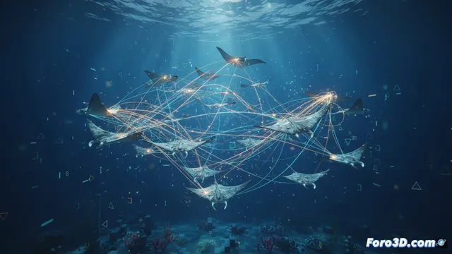 Visualización 3D de las redes sociales de las mantarrayas