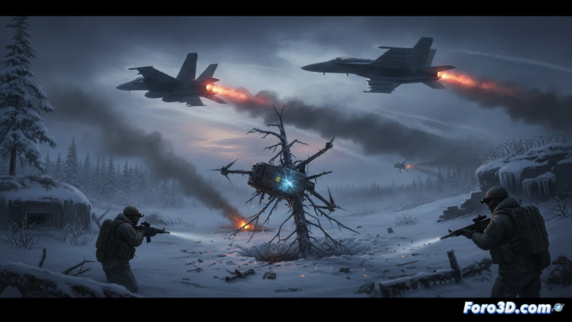 Reconstruccion 3D del espacio aereo finlandes mostrando trayectorias de drones interceptados lejos del frente de batalla.