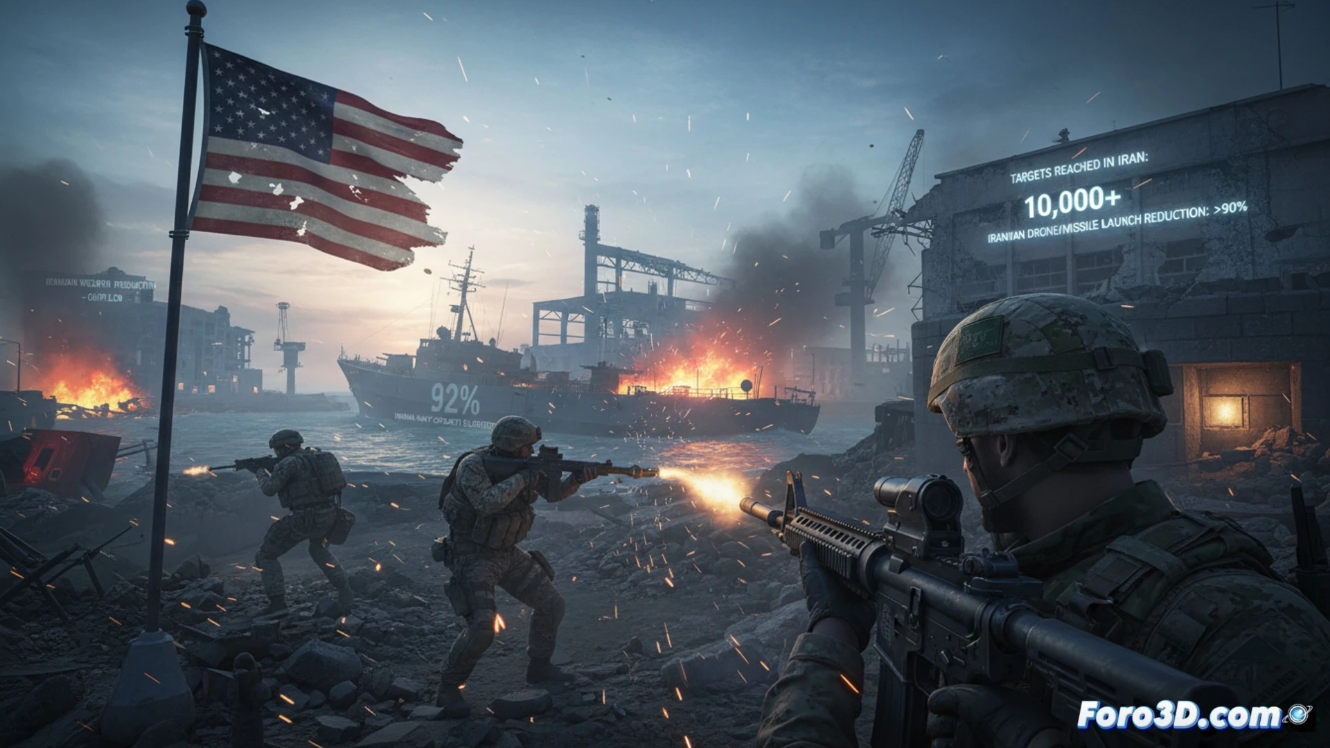 Análisis 3D de la ofensiva que redujo la capacidad naval iraní