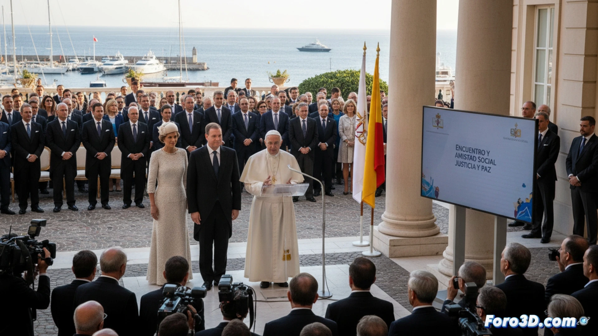 Análisis Visual del Discurso Papal en Mónaco: Riqueza y Justicia