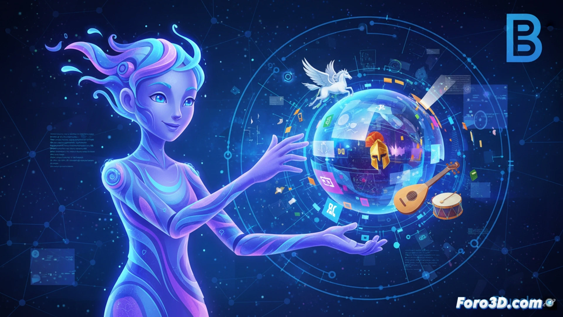 Una interfaz de aplicacion moderna con un campo de texto donde se escribe una instruccion para personalizar un feed de redes sociales.