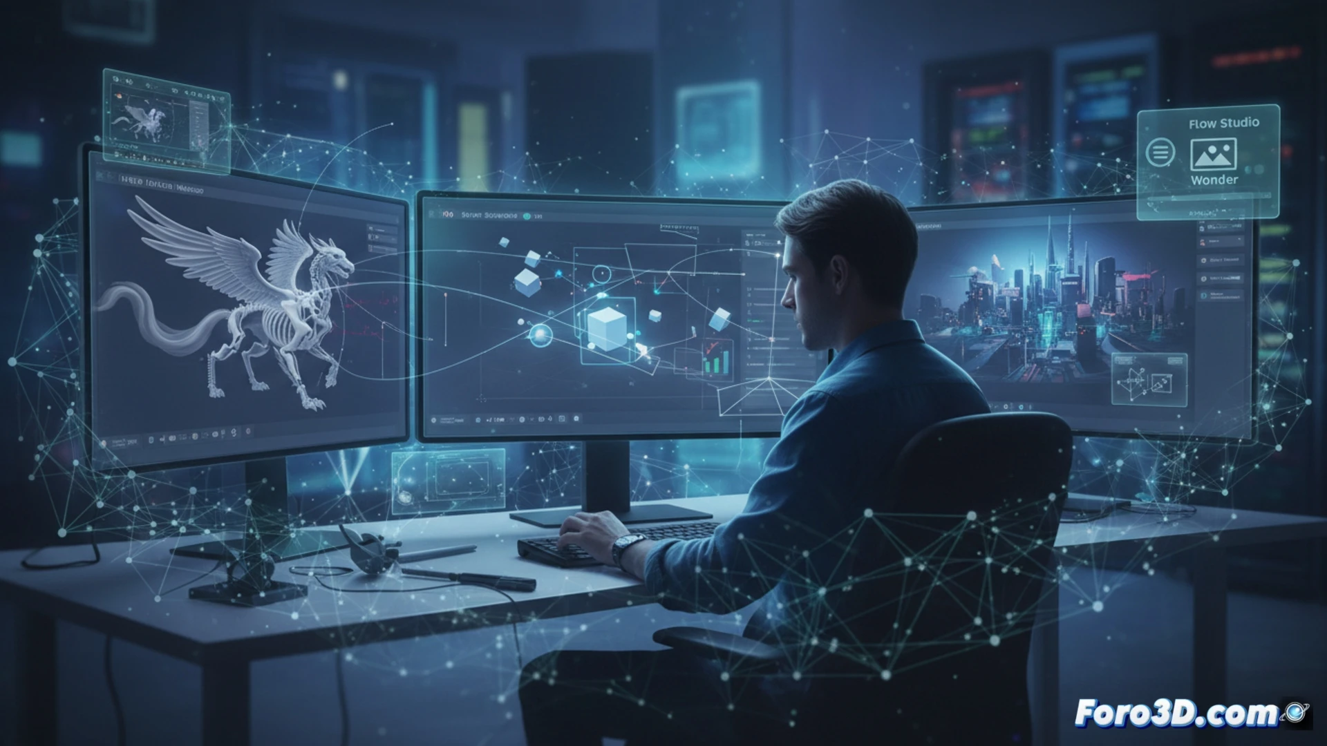 Interfaz de Autodesk Maya mostrando las nuevas herramientas de IA asistente para animacion y modelado 3D.