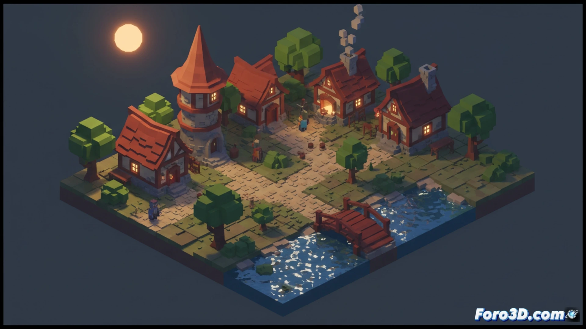 Breakdown Técnico: Arte Isométrico Low-Poly al Estilo 90s en Blender