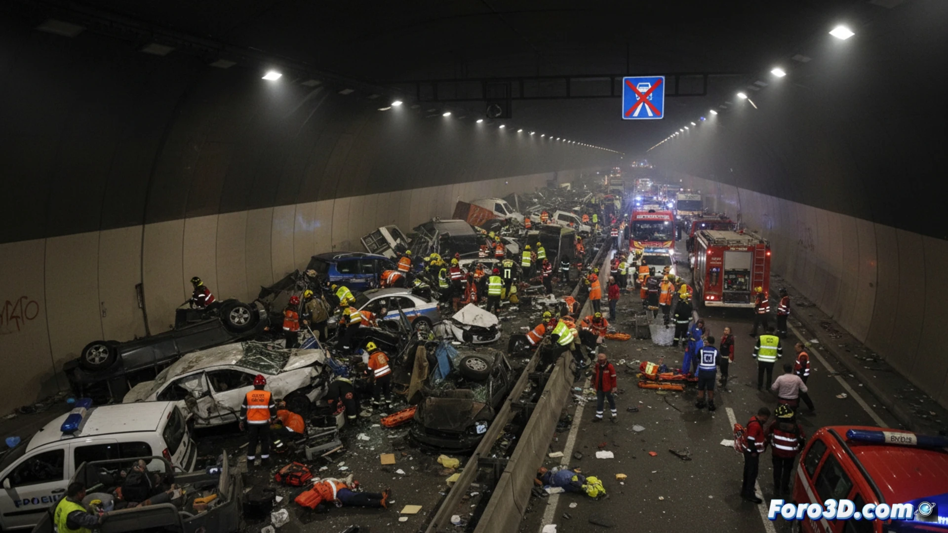 Colisión múltiple de 80 vehículos en el túnel Villafranca de la A20
