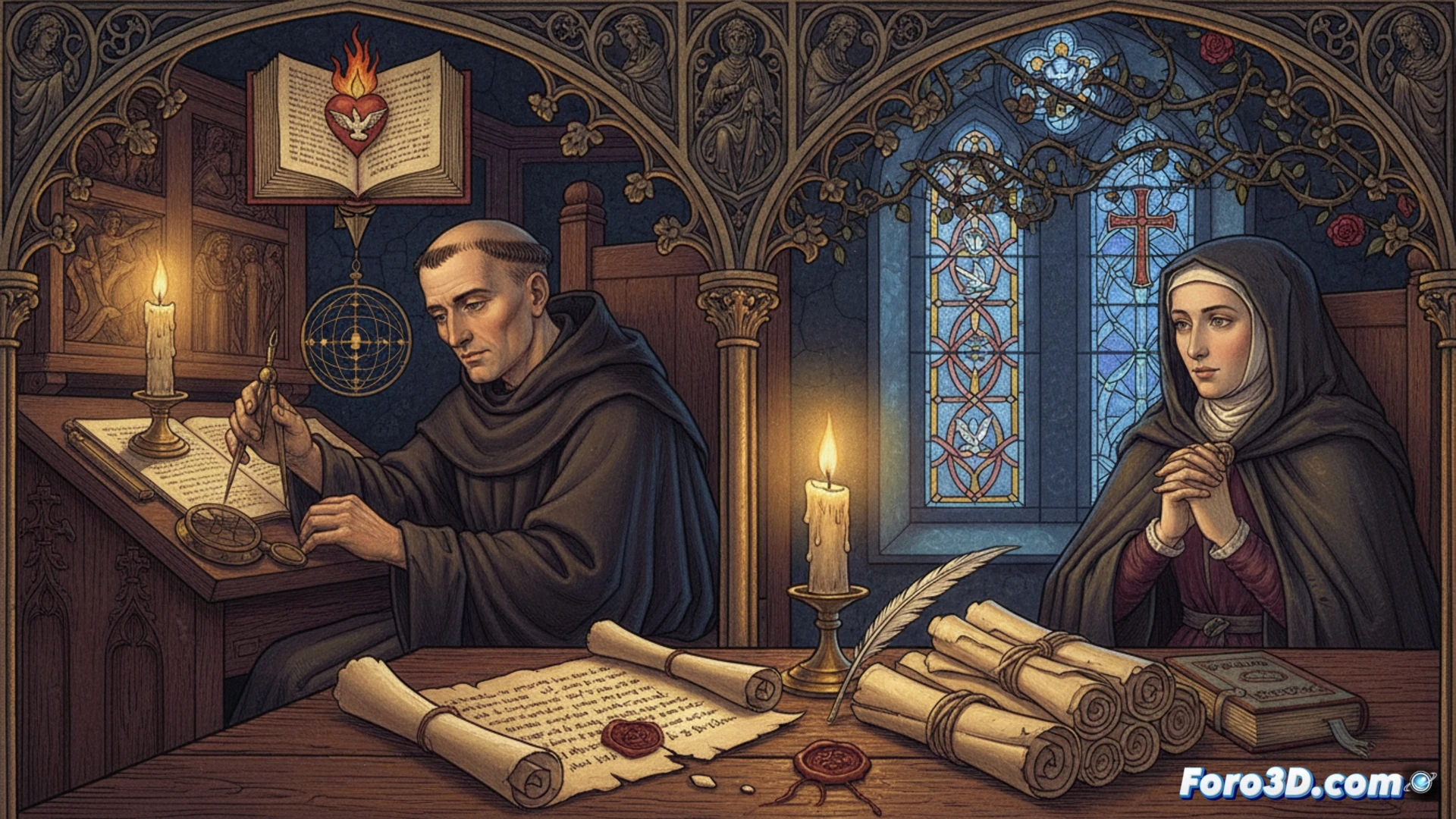 Modelo 3D de una carta antigua de pergamino con sellos de cera, mostrando detalles de textura y relieves de la escritura.