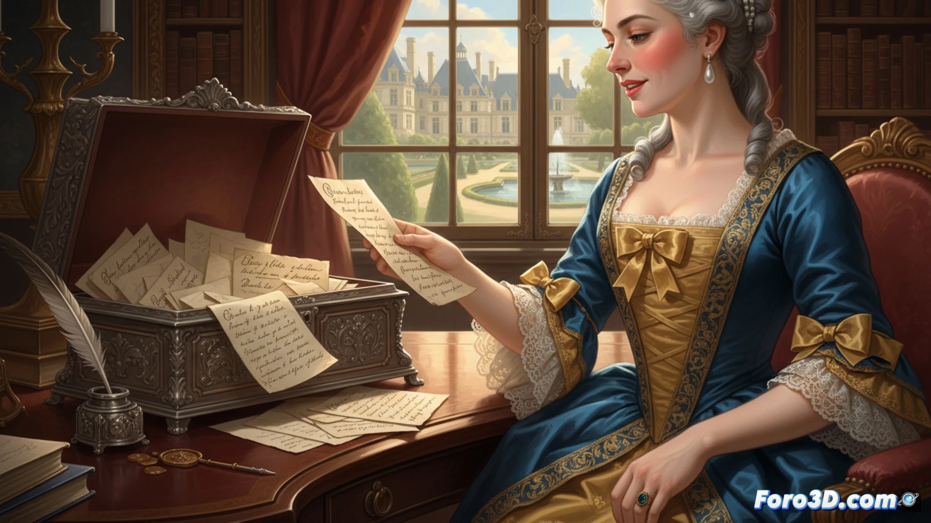 Escaneo 3D de una carta antigua desplegada, mostrando detalles de textura del papel y pliegues.