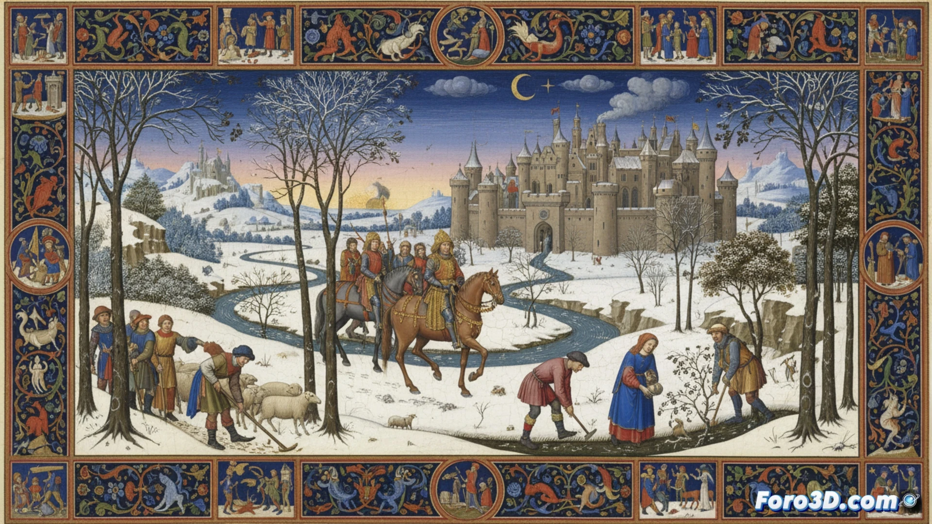 Libro de Horas abierto mostrando una miniatura detallada junto a su modelo 3D digital en una pantalla.